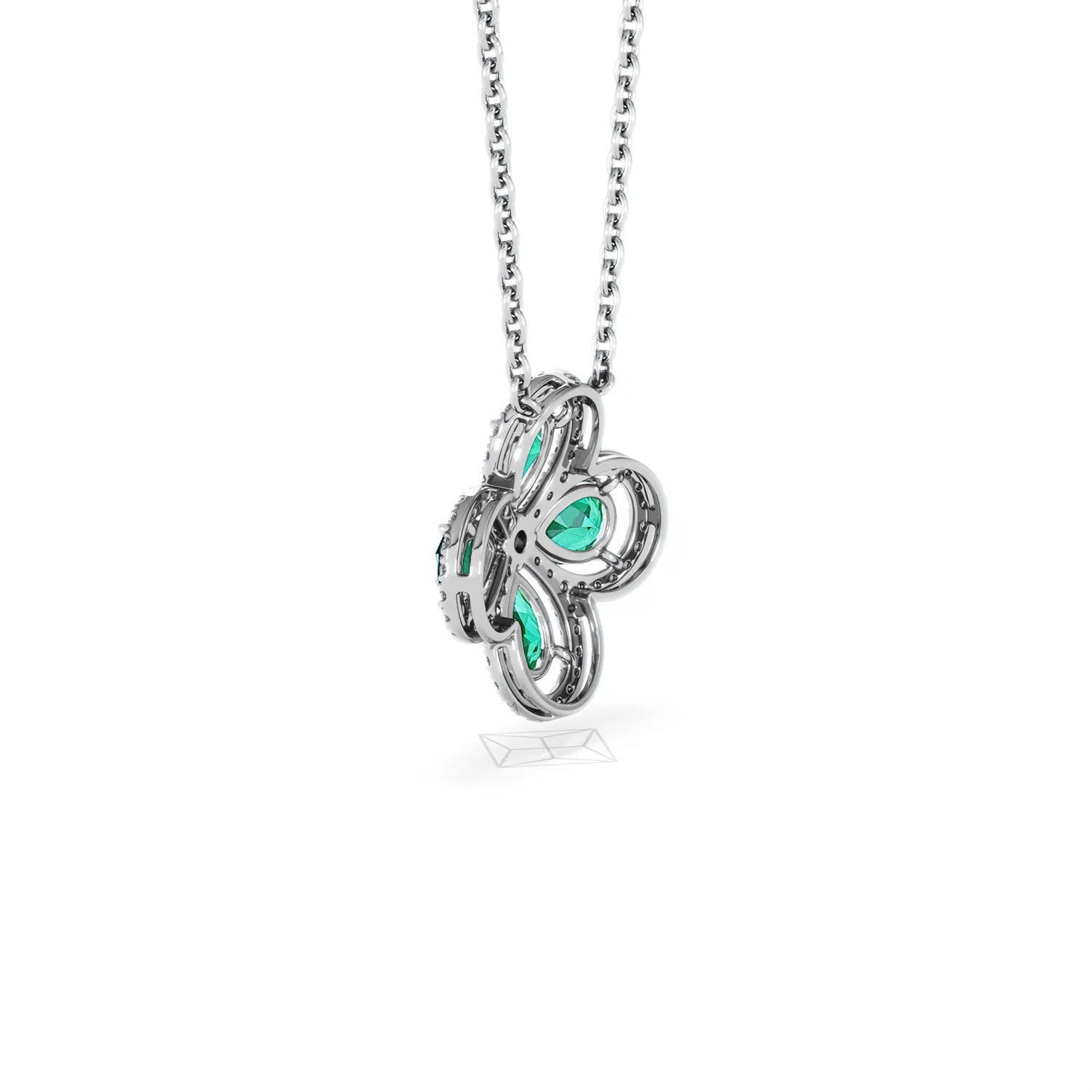 Bloom 3.20ct Lab Emerald and Lab Diamond Necklace in 18K White Gold - Image 61