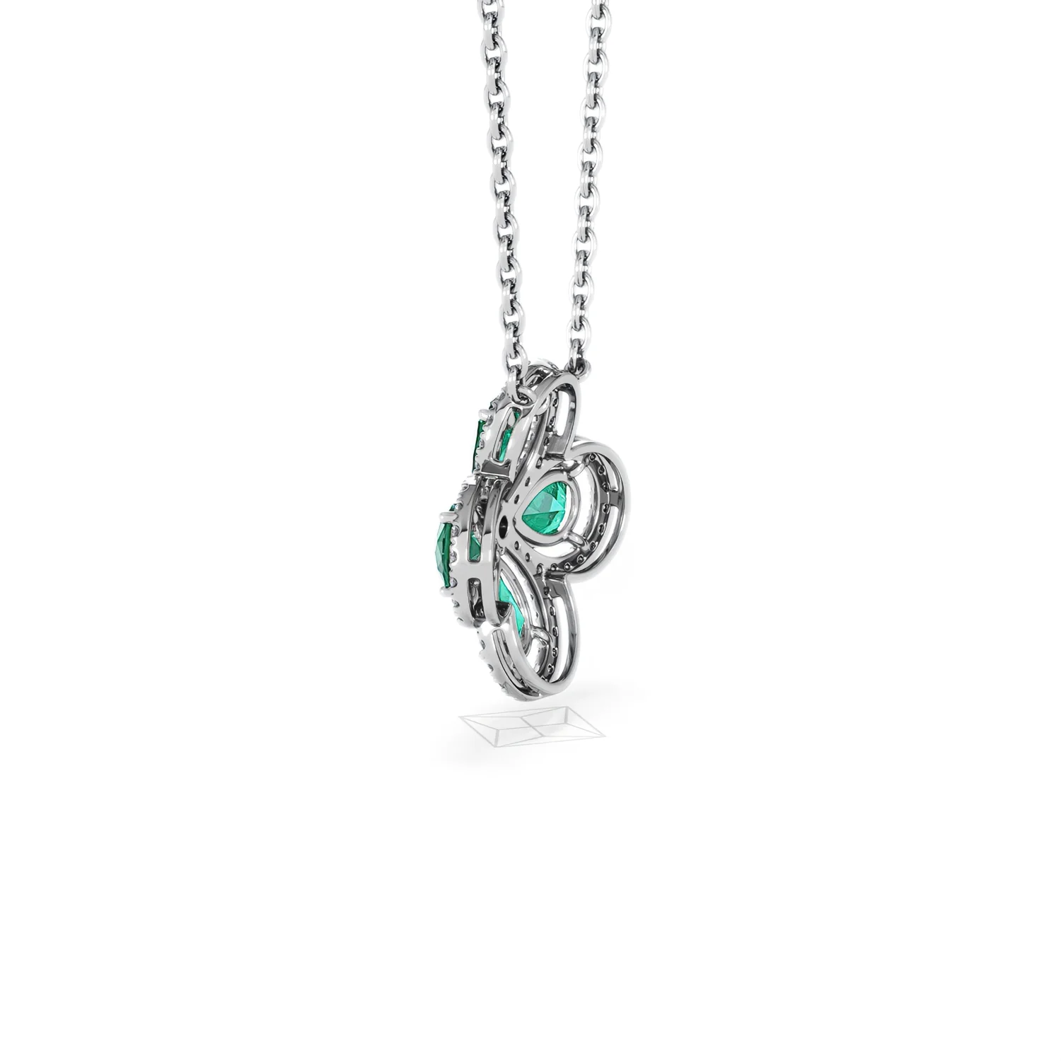 Bloom 3.20ct Lab Emerald and Lab Diamond Necklace in 18K White Gold - Image 63
