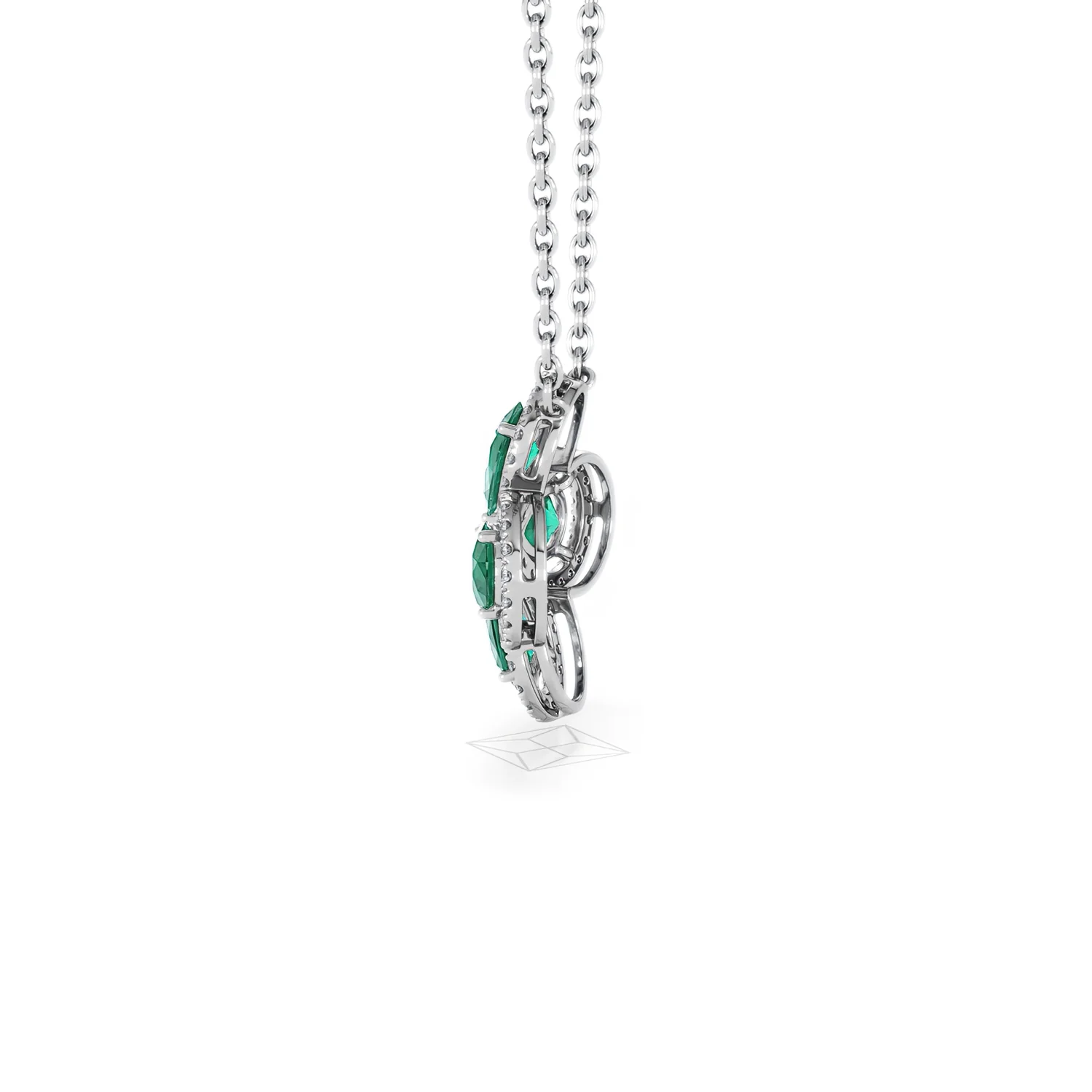 Bloom 3.20ct Lab Emerald and Lab Diamond Necklace in 18K White Gold - Image 66