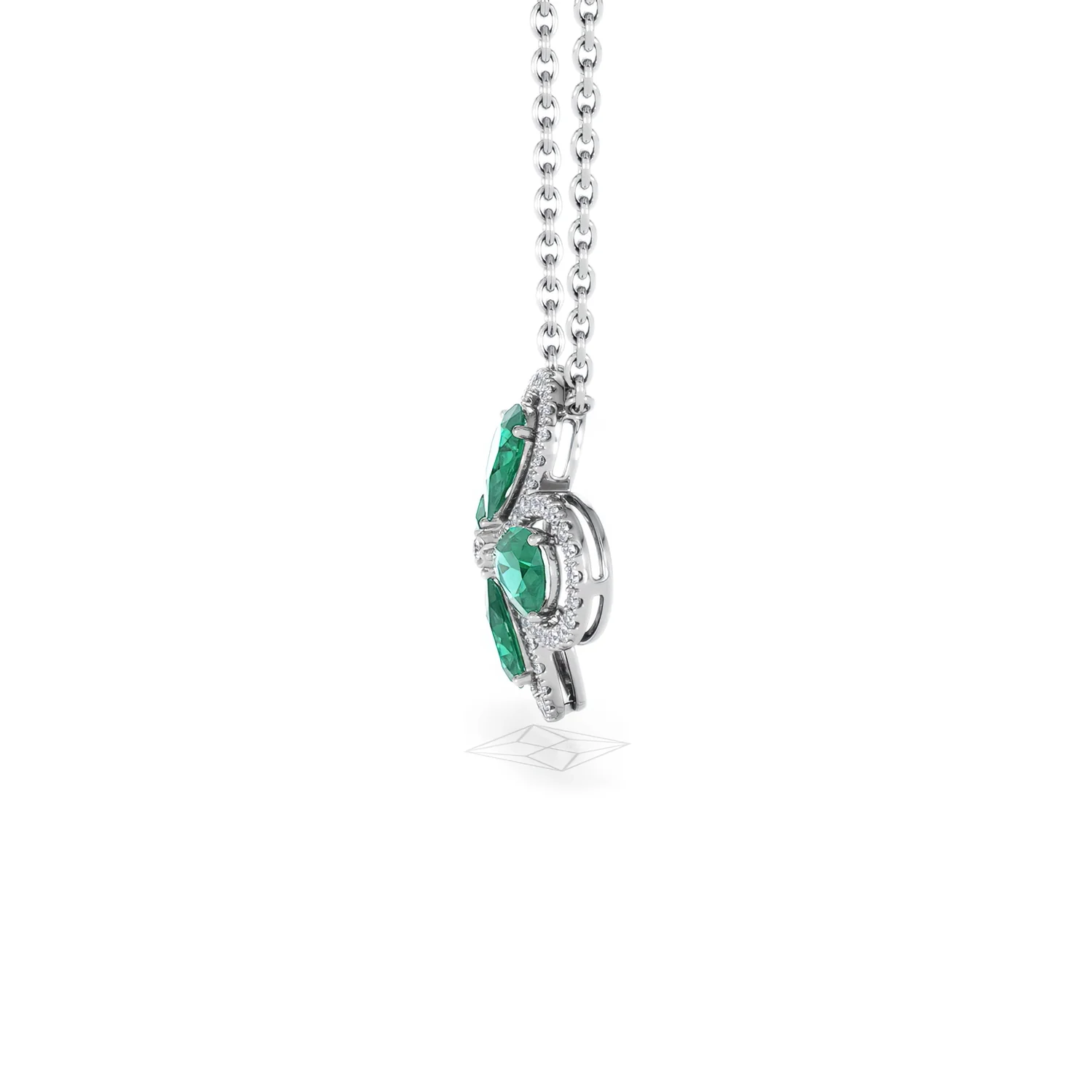 Bloom 3.20ct Lab Emerald and Lab Diamond Necklace in 18K White Gold - Image 71