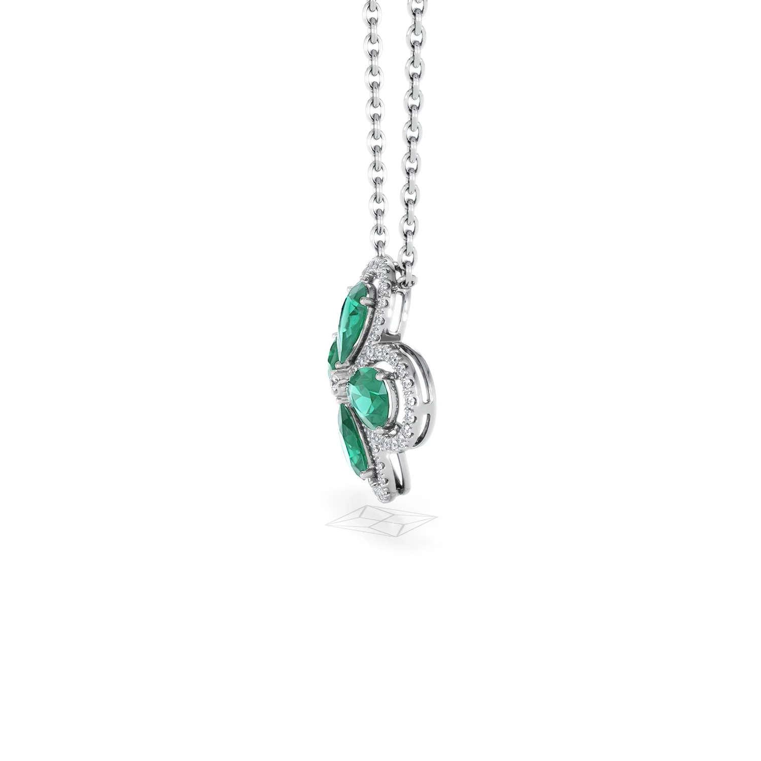 Bloom 3.20ct Lab Emerald and Lab Diamond Necklace in 18K White Gold - Image 72