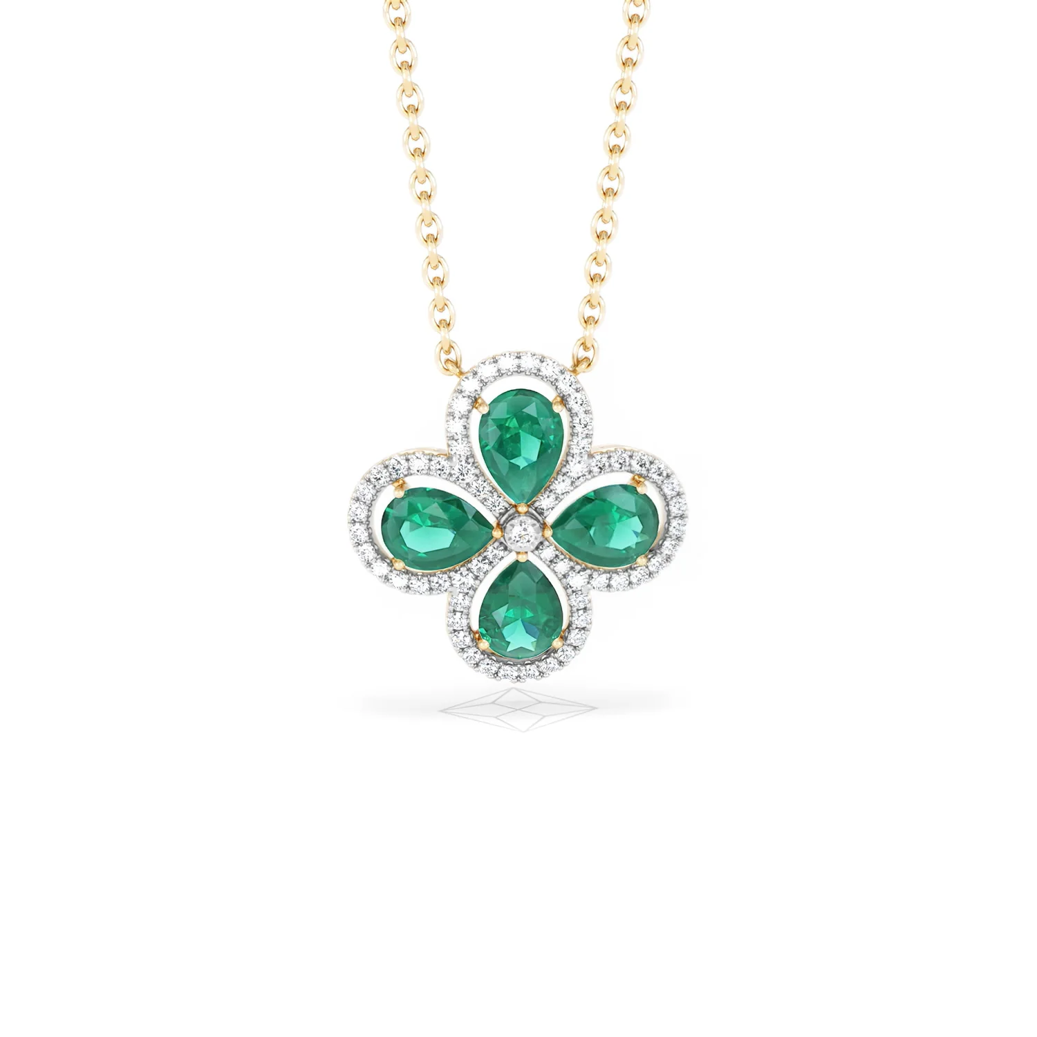 Bloom 3.20ct Lab Emerald and Lab Diamond Necklace in 18K Yellow Gold - Image 10