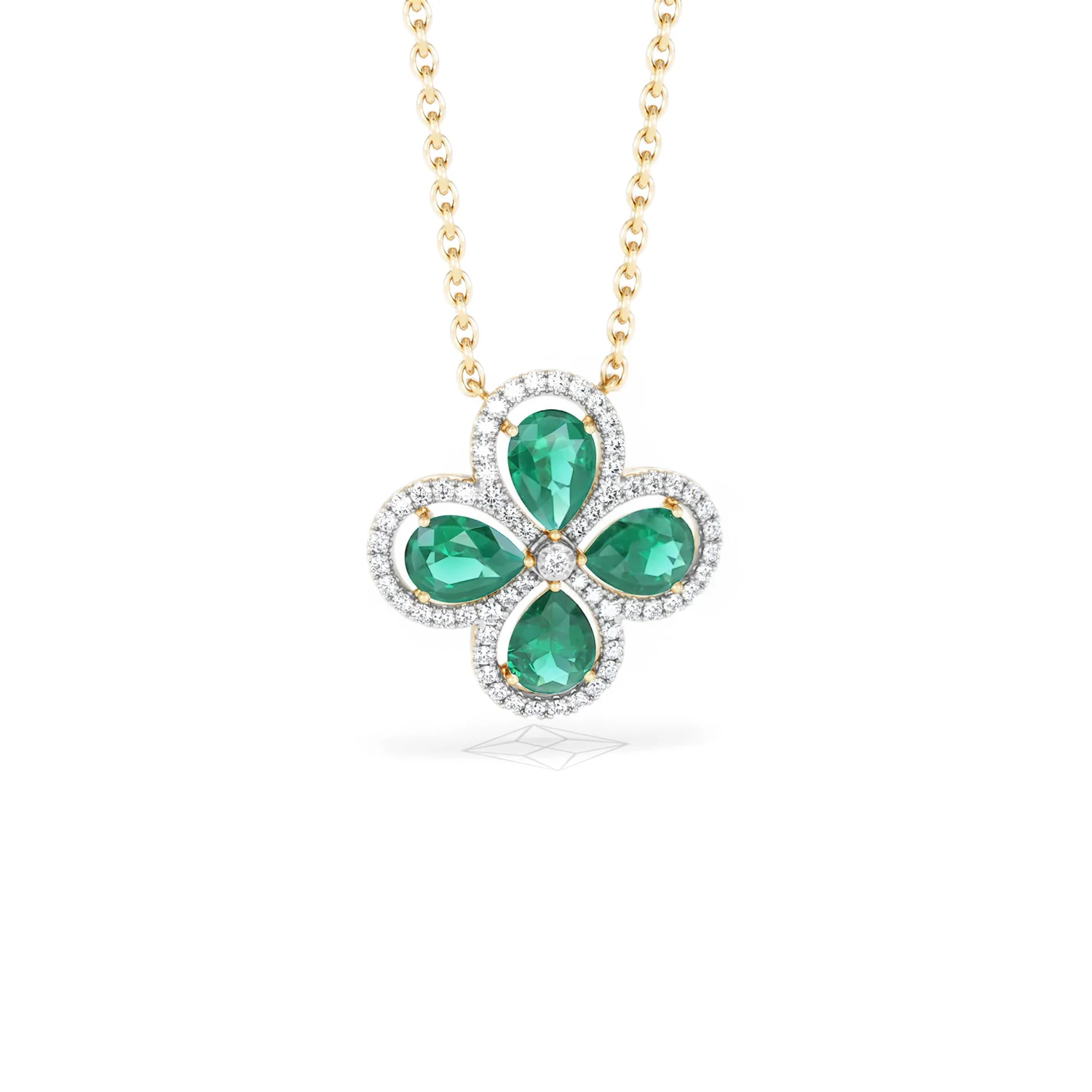 Bloom 3.20ct Lab Emerald and Lab Diamond Necklace in 18K Yellow Gold - Image 11