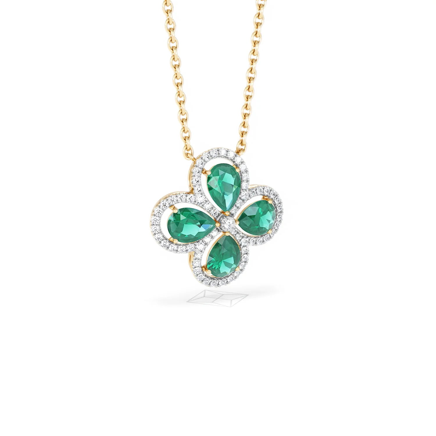 Bloom 3.20ct Lab Emerald and Lab Diamond Necklace in 18K Yellow Gold - Image 14