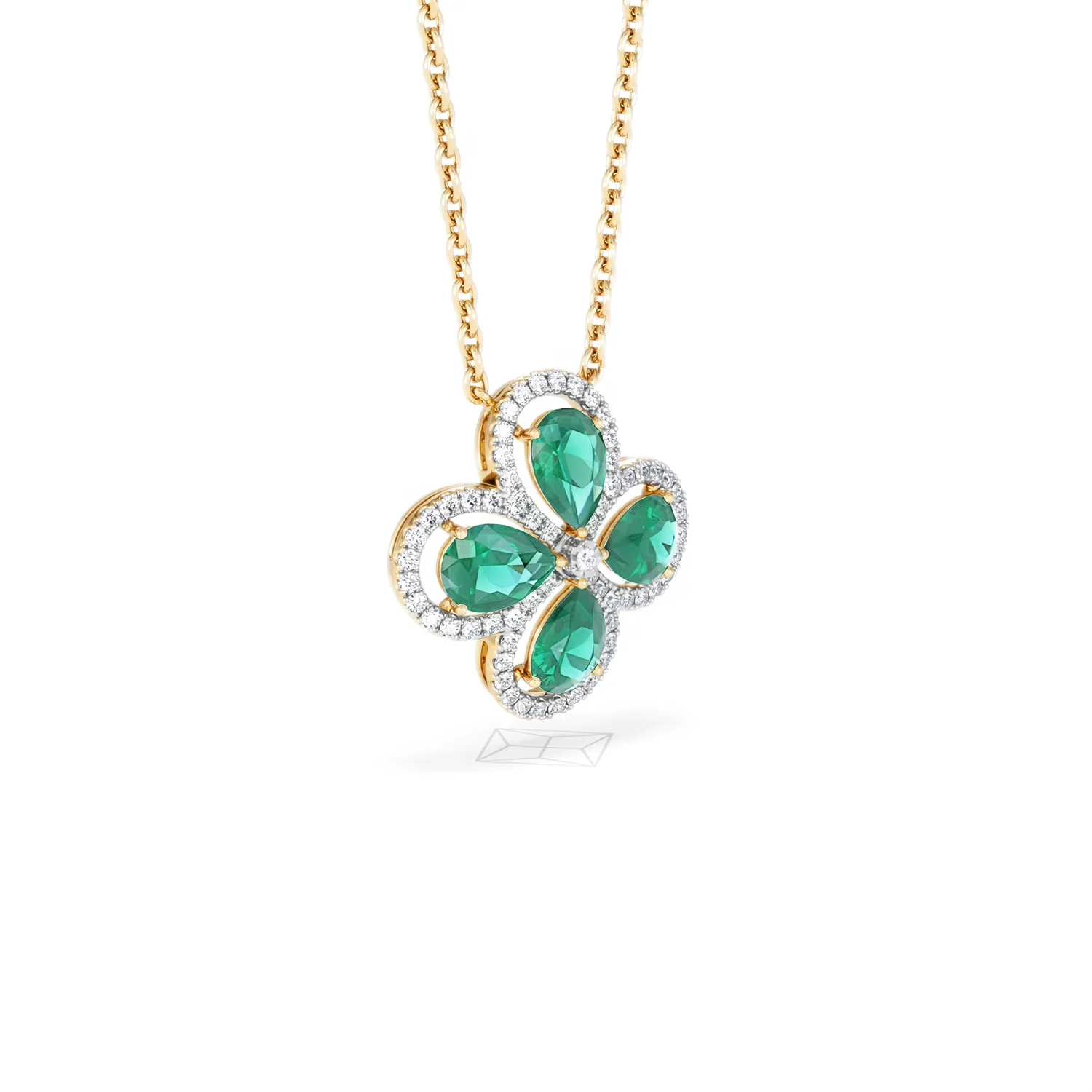 Bloom 3.20ct Lab Emerald and Lab Diamond Necklace in 18K Yellow Gold - Image 17