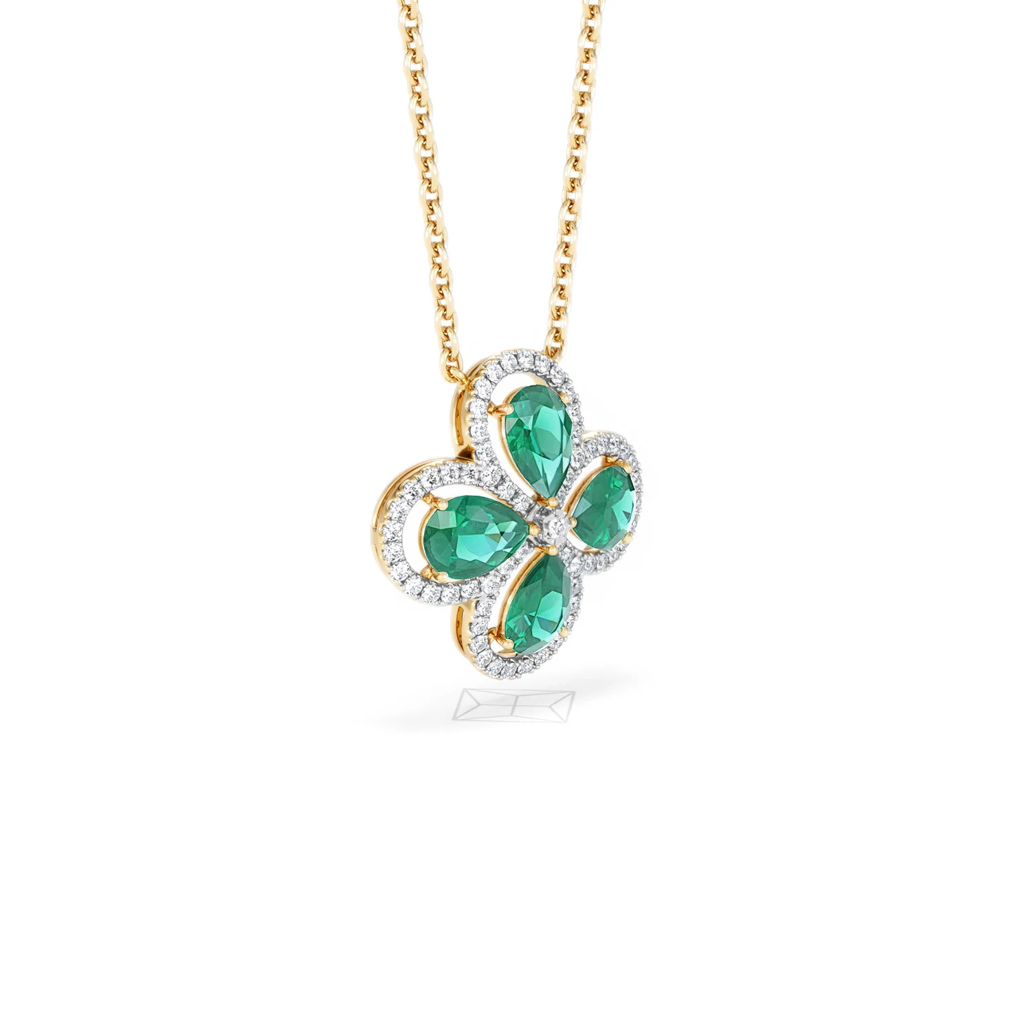 Bloom 3.20ct Lab Emerald and Lab Diamond Necklace in 18K Yellow Gold - Image 18