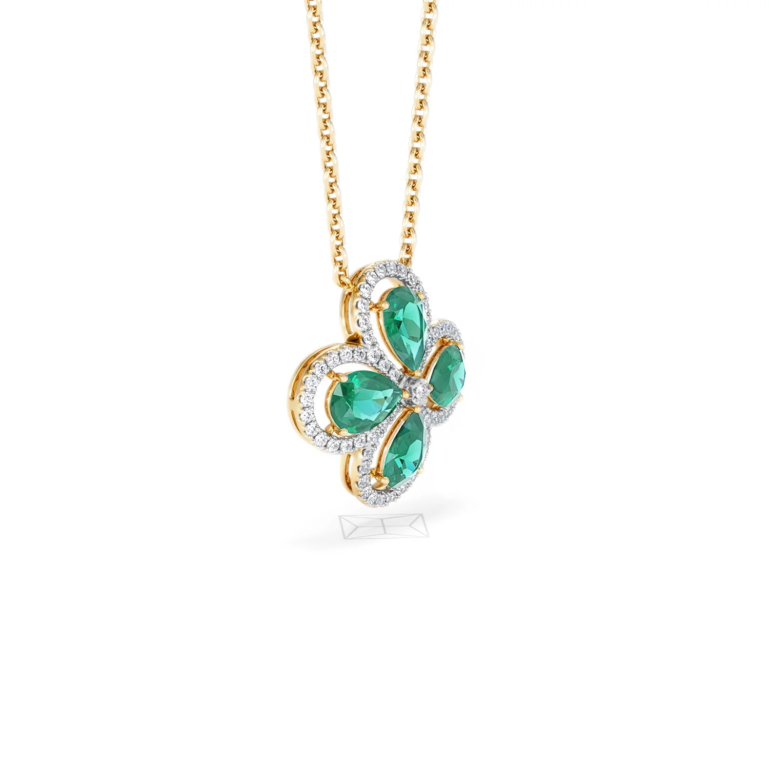 Bloom 3.20ct Lab Emerald and Lab Diamond Necklace in 18K Yellow Gold - Image 20
