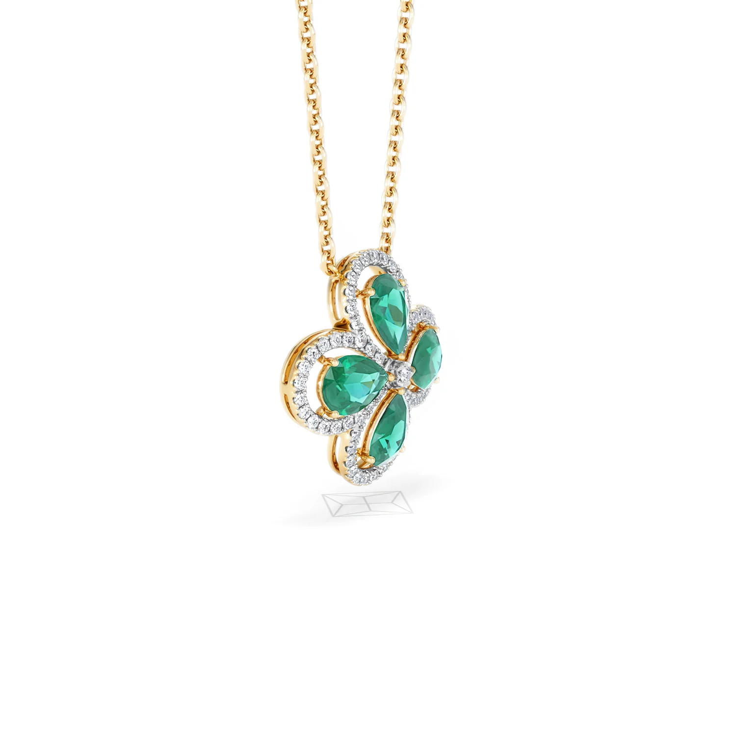 Bloom 3.20ct Lab Emerald and Lab Diamond Necklace in 18K Yellow Gold - Image 21