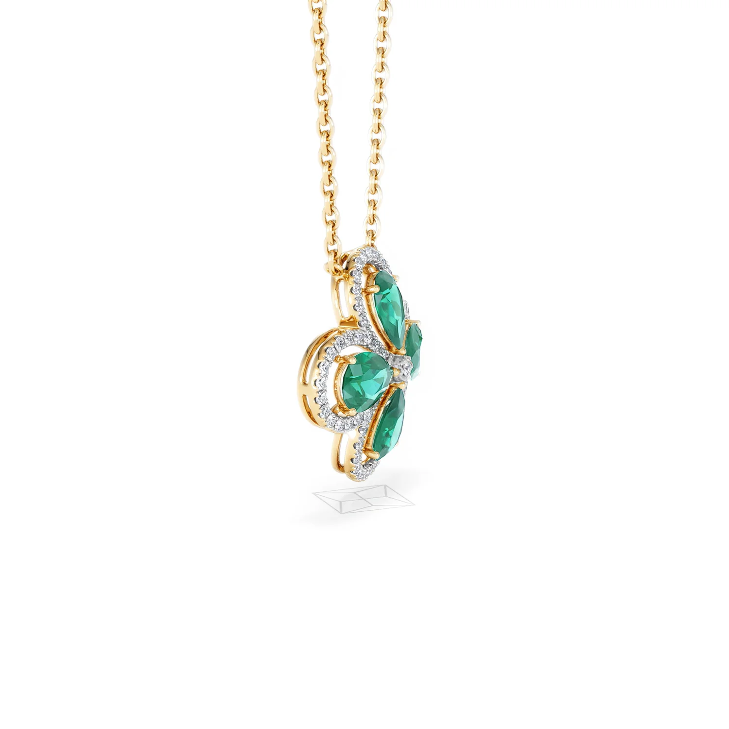 Bloom 3.20ct Lab Emerald and Lab Diamond Necklace in 18K Yellow Gold - Image 24