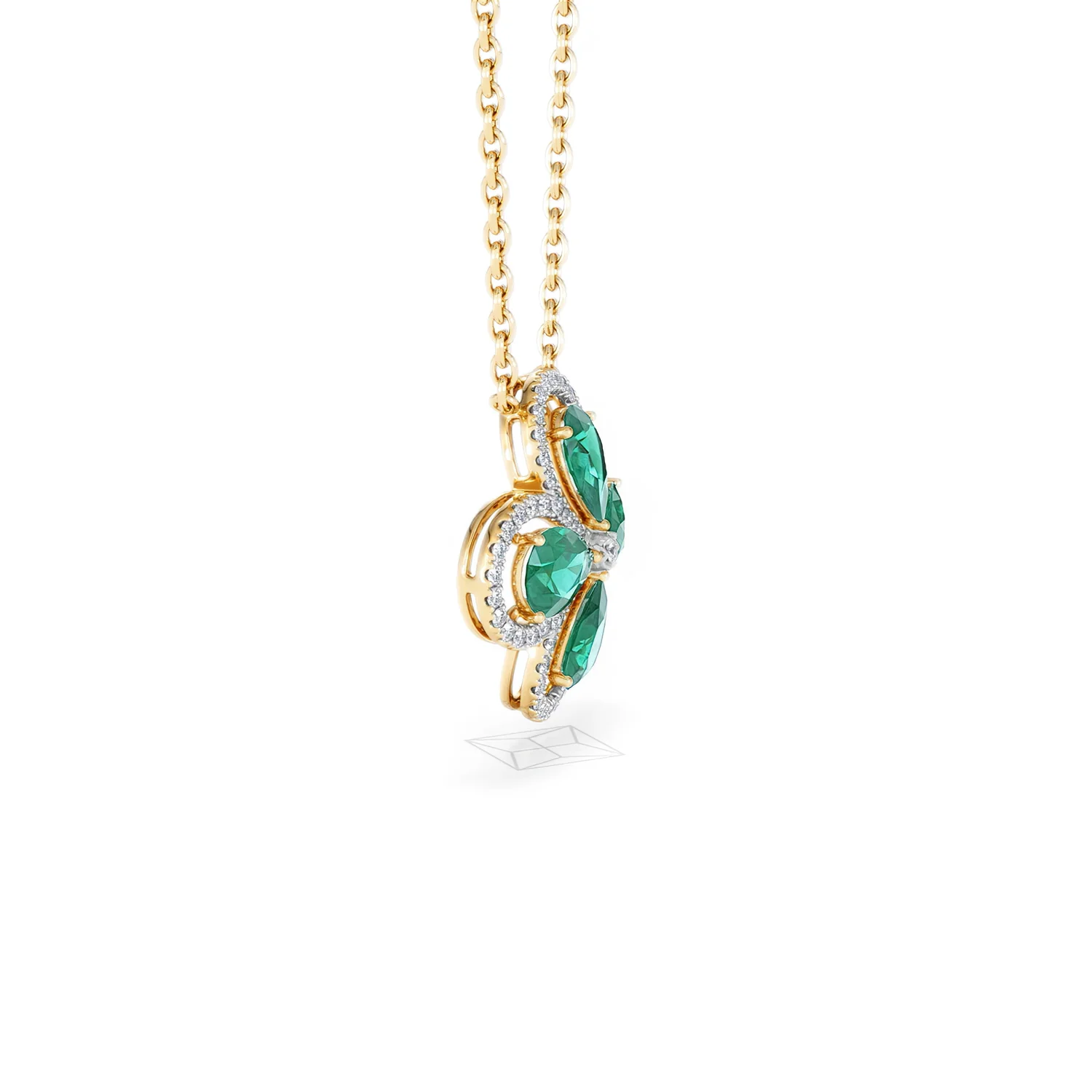 Bloom 3.20ct Lab Emerald and Lab Diamond Necklace in 18K Yellow Gold - Image 25