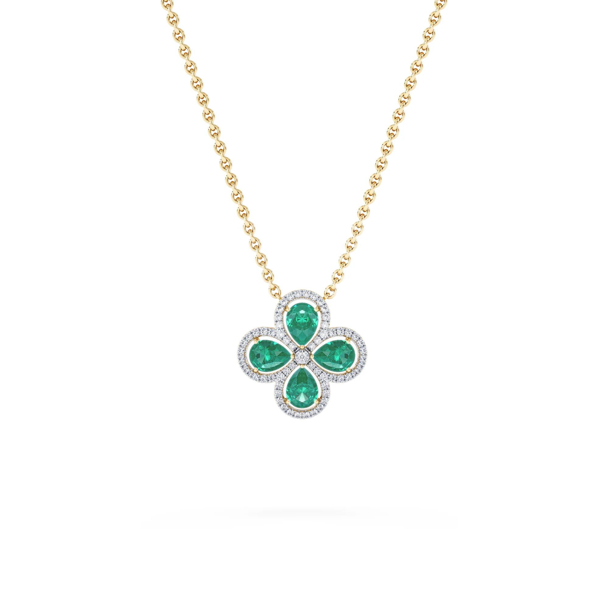 Bloom 3.20ct Lab Emerald and Lab Diamond Necklace in 18K Yellow Gold - Image 3