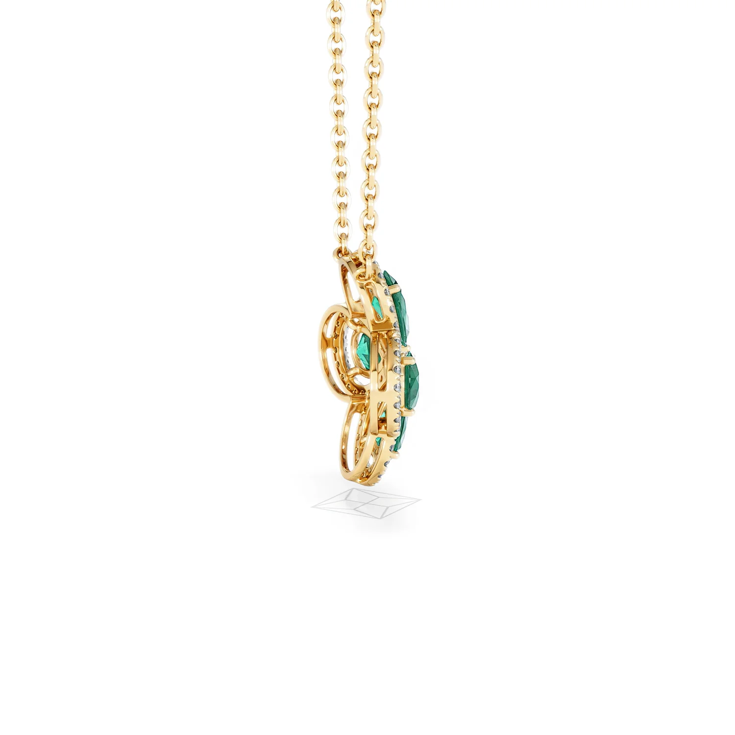 Bloom 3.20ct Lab Emerald and Lab Diamond Necklace in 18K Yellow Gold - Image 32