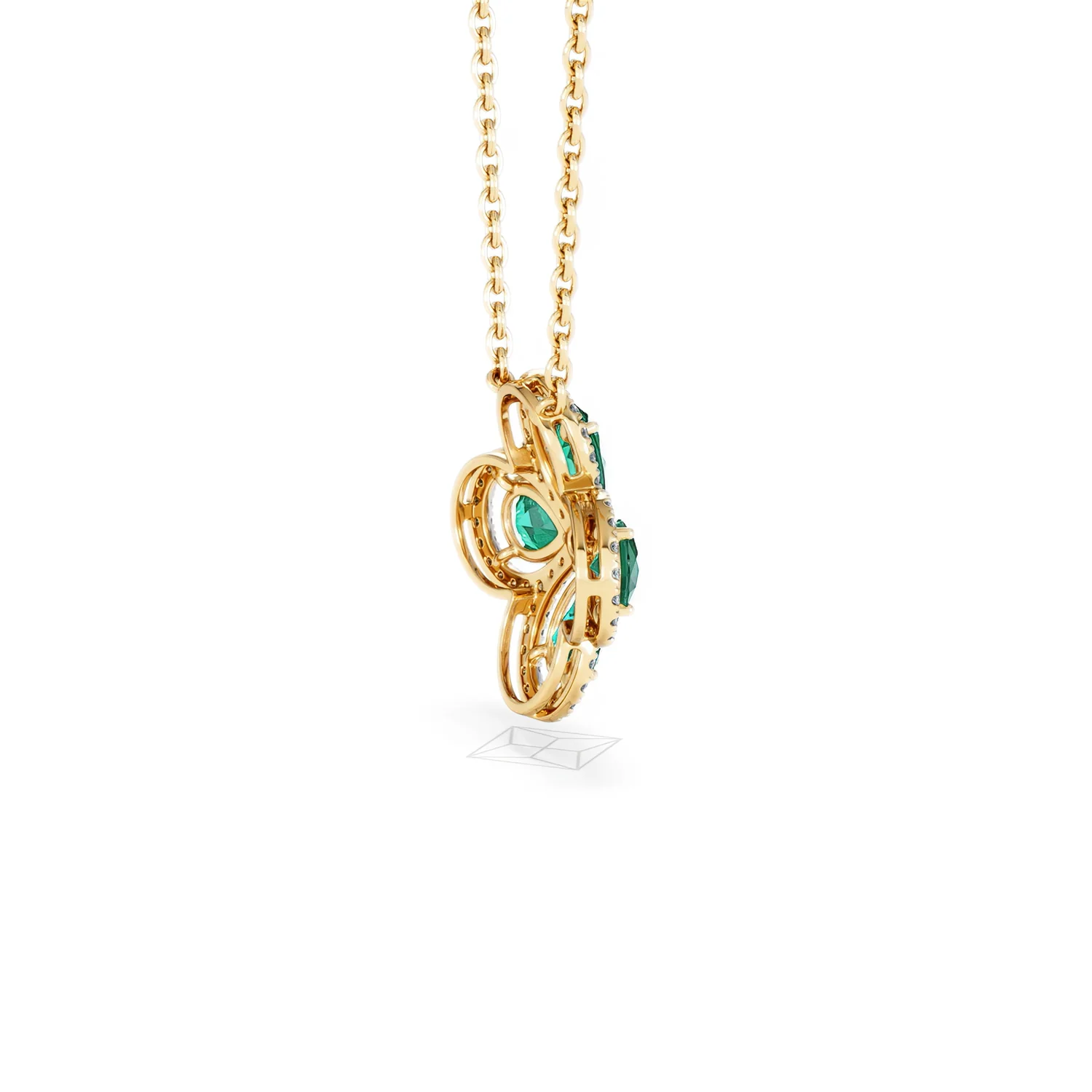 Bloom 3.20ct Lab Emerald and Lab Diamond Necklace in 18K Yellow Gold - Image 34