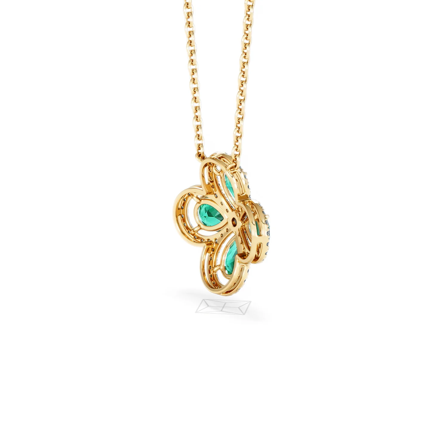 Bloom 3.20ct Lab Emerald and Lab Diamond Necklace in 18K Yellow Gold - Image 37