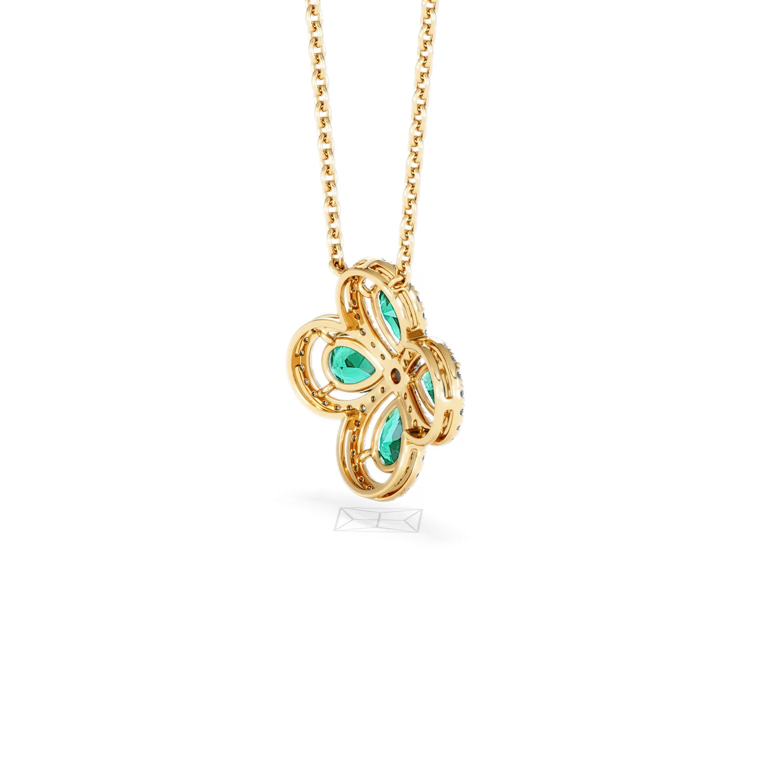 Bloom 3.20ct Lab Emerald and Lab Diamond Necklace in 18K Yellow Gold - Image 38