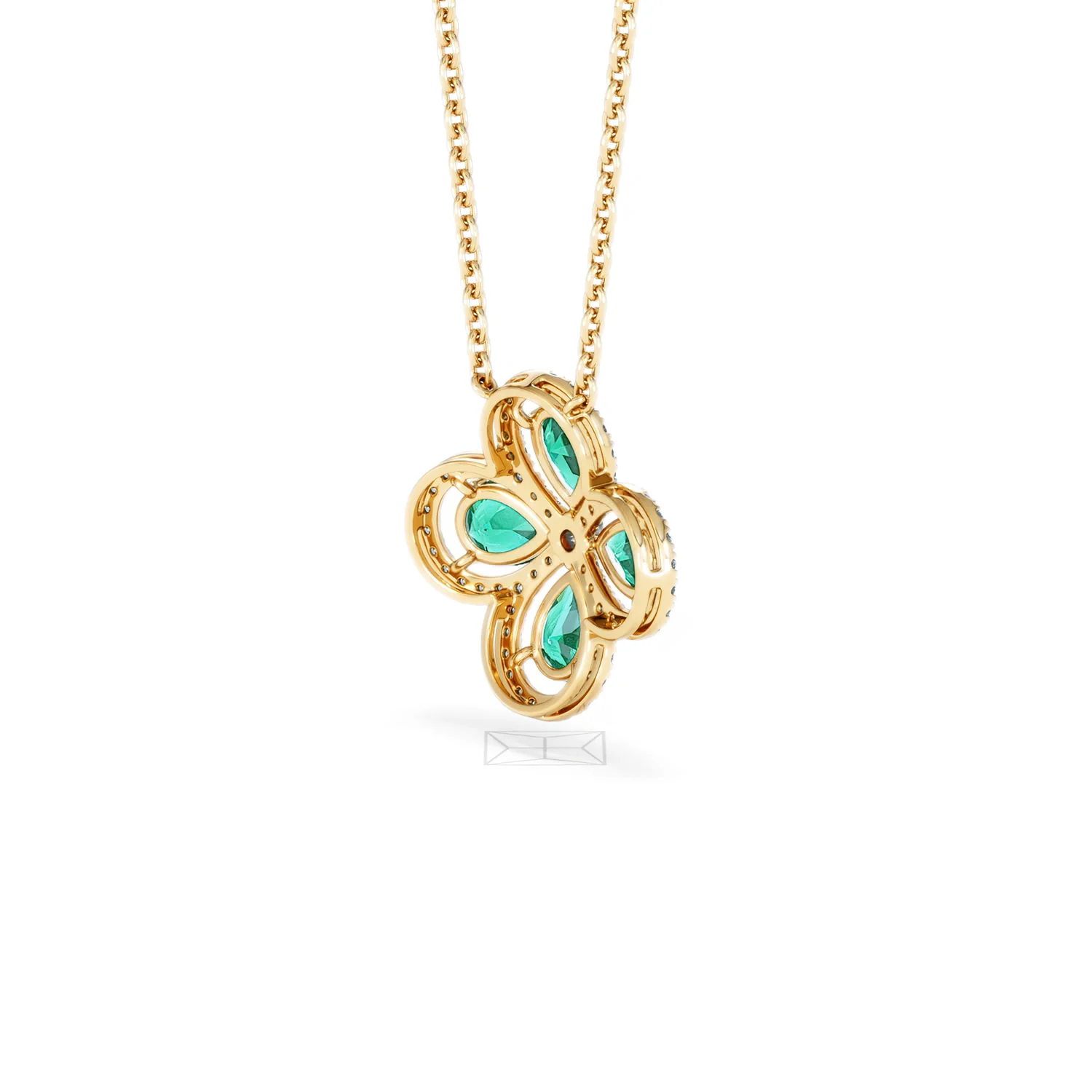 Bloom 3.20ct Lab Emerald and Lab Diamond Necklace in 18K Yellow Gold - Image 39