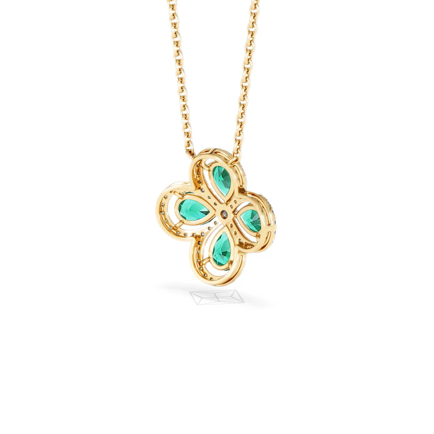 Bloom 3.20ct Lab Emerald and Lab Diamond Necklace in 18K Yellow Gold - Image 41
