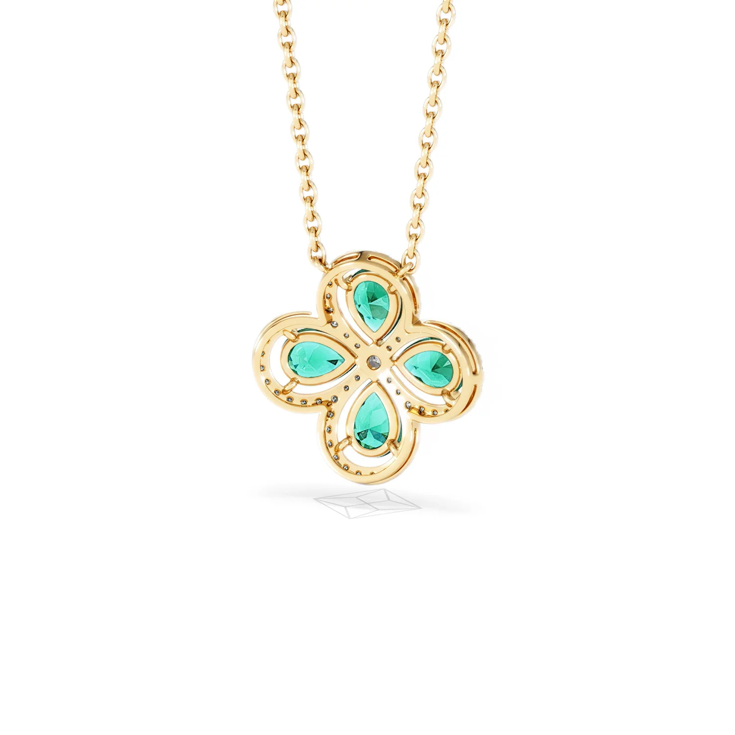 Bloom 3.20ct Lab Emerald and Lab Diamond Necklace in 18K Yellow Gold - Image 45