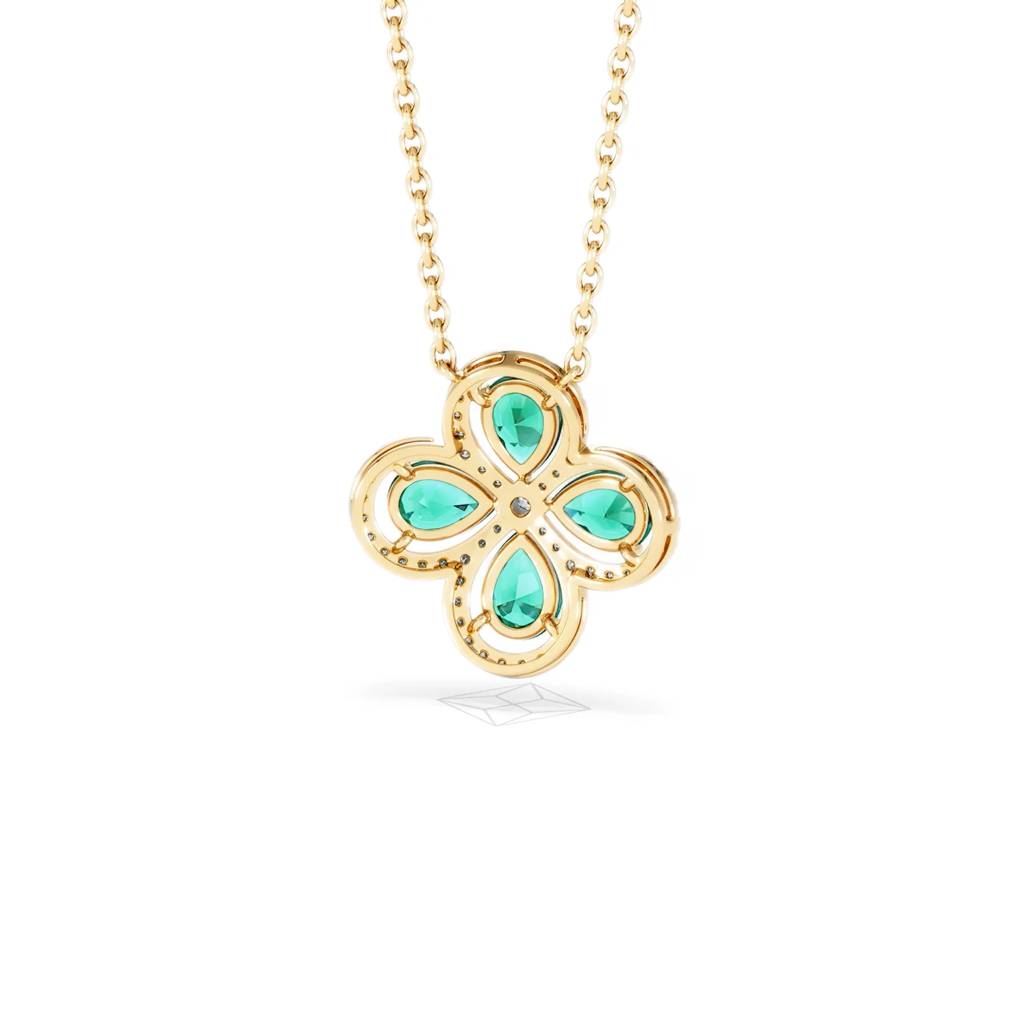 Bloom 3.20ct Lab Emerald and Lab Diamond Necklace in 18K Yellow Gold - Image 46