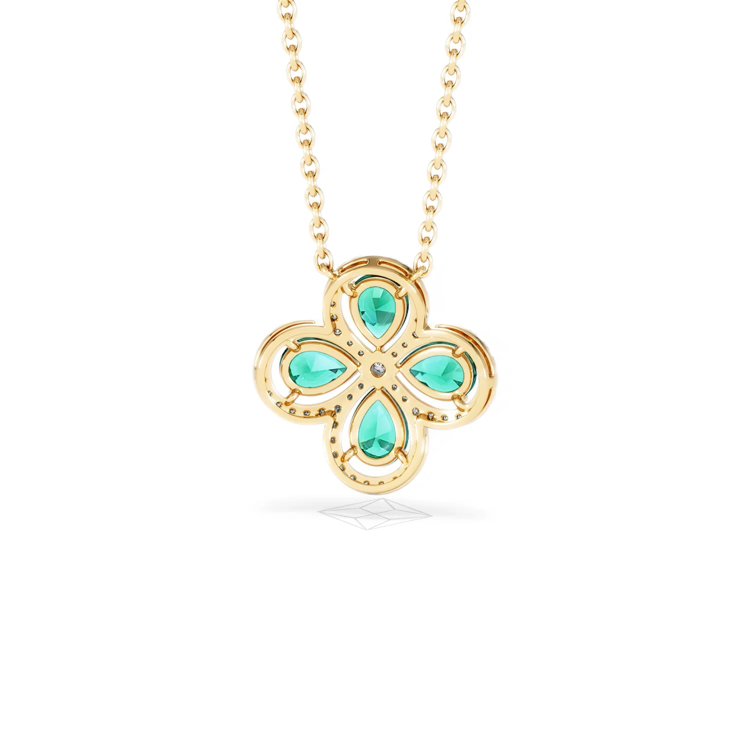 Bloom 3.20ct Lab Emerald and Lab Diamond Necklace in 18K Yellow Gold - Image 47