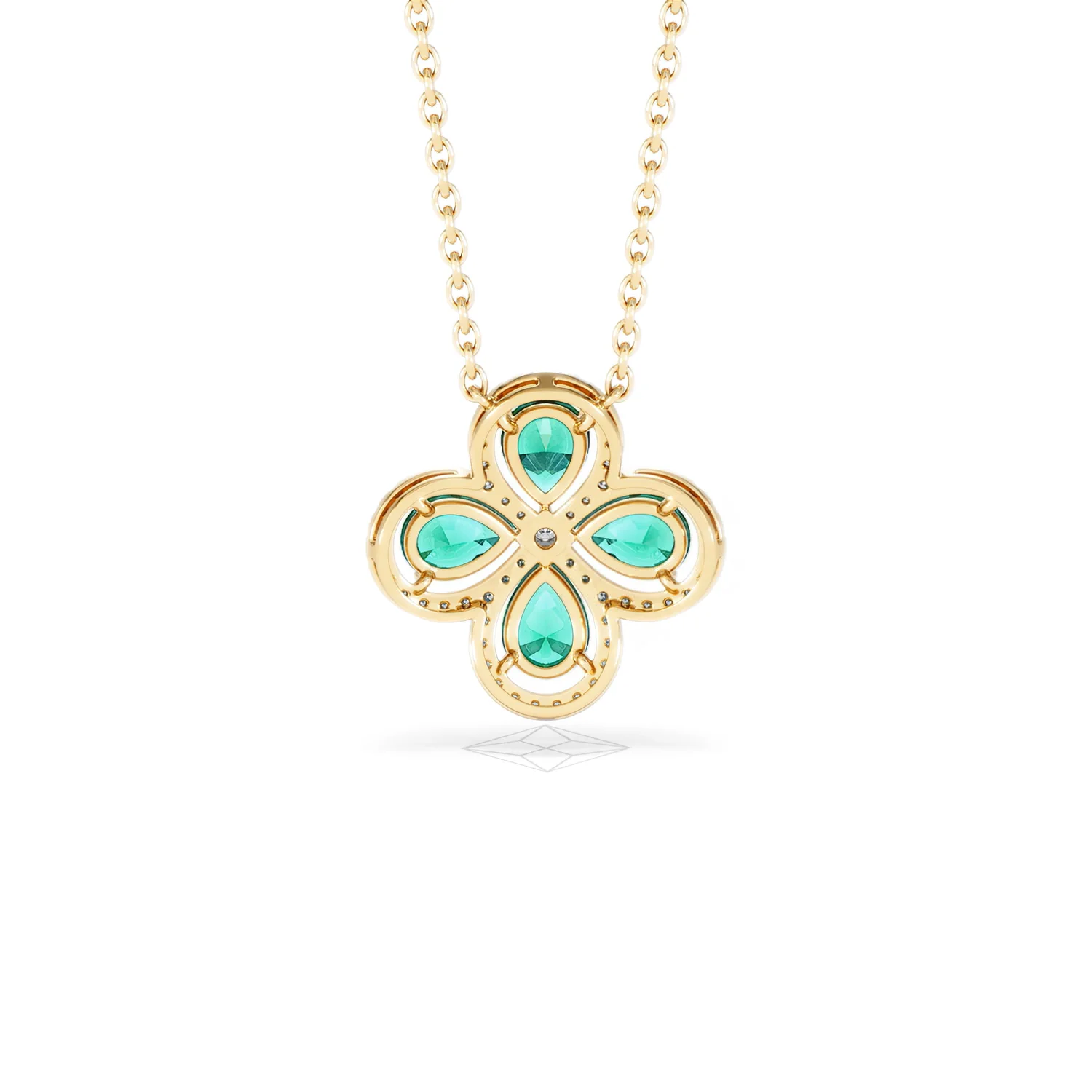 Bloom 3.20ct Lab Emerald and Lab Diamond Necklace in 18K Yellow Gold - Image 49