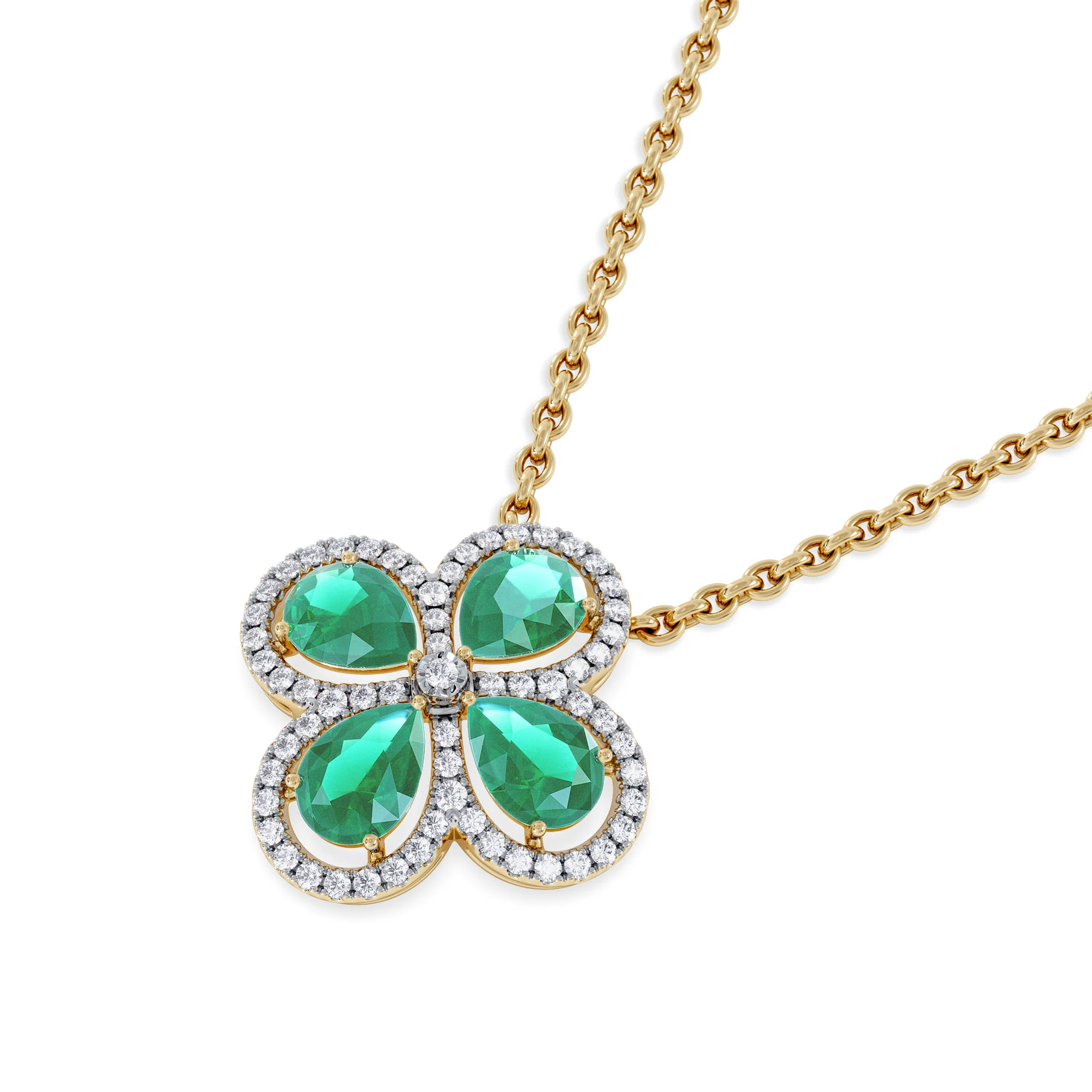 Bloom 3.20ct Lab Emerald and Lab Diamond Necklace in 18K Yellow Gold - Image 5