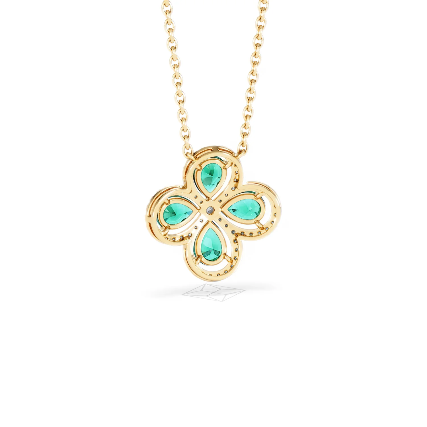 Bloom 3.20ct Lab Emerald and Lab Diamond Necklace in 18K Yellow Gold - Image 52