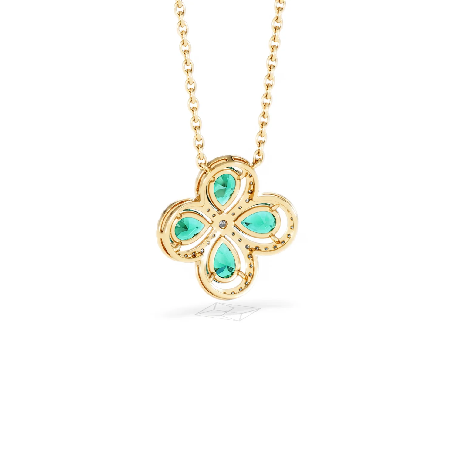 Bloom 3.20ct Lab Emerald and Lab Diamond Necklace in 18K Yellow Gold - Image 53