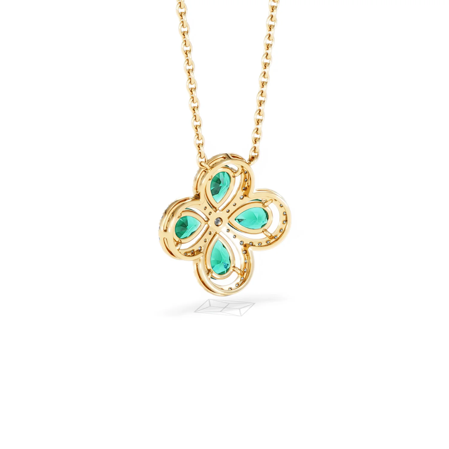 Bloom 3.20ct Lab Emerald and Lab Diamond Necklace in 18K Yellow Gold - Image 55