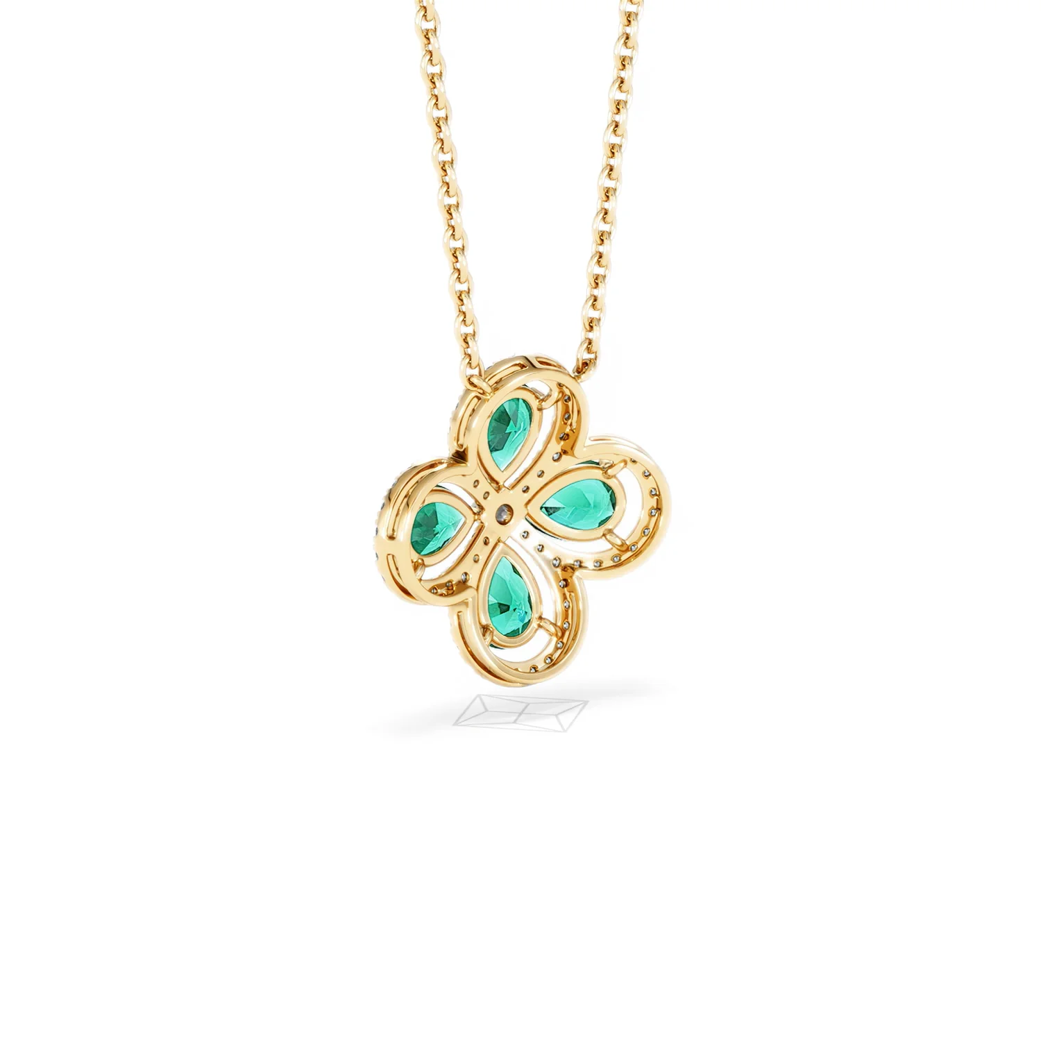 Bloom 3.20ct Lab Emerald and Lab Diamond Necklace in 18K Yellow Gold - Image 56