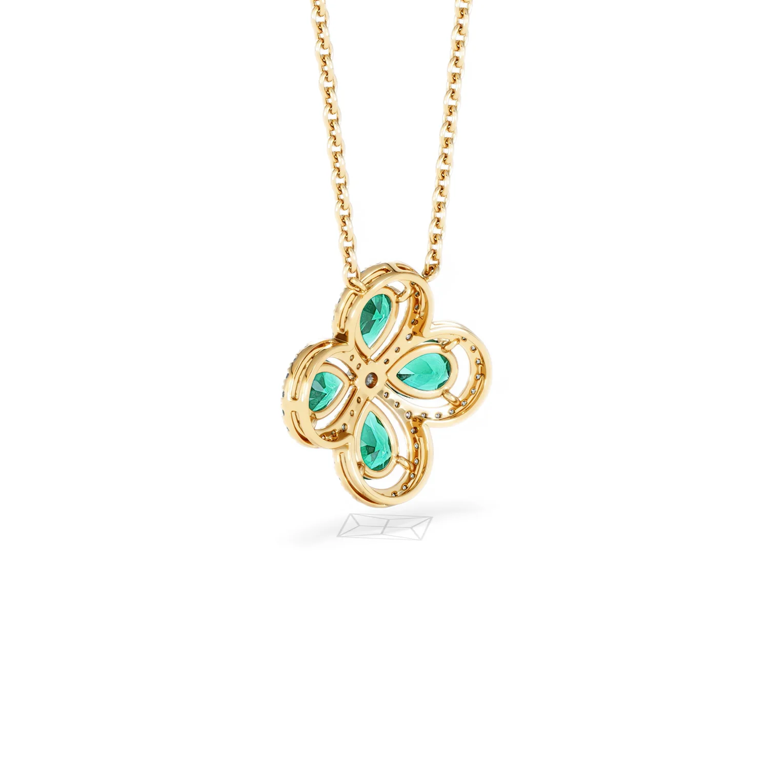 Bloom 3.20ct Lab Emerald and Lab Diamond Necklace in 18K Yellow Gold - Image 57