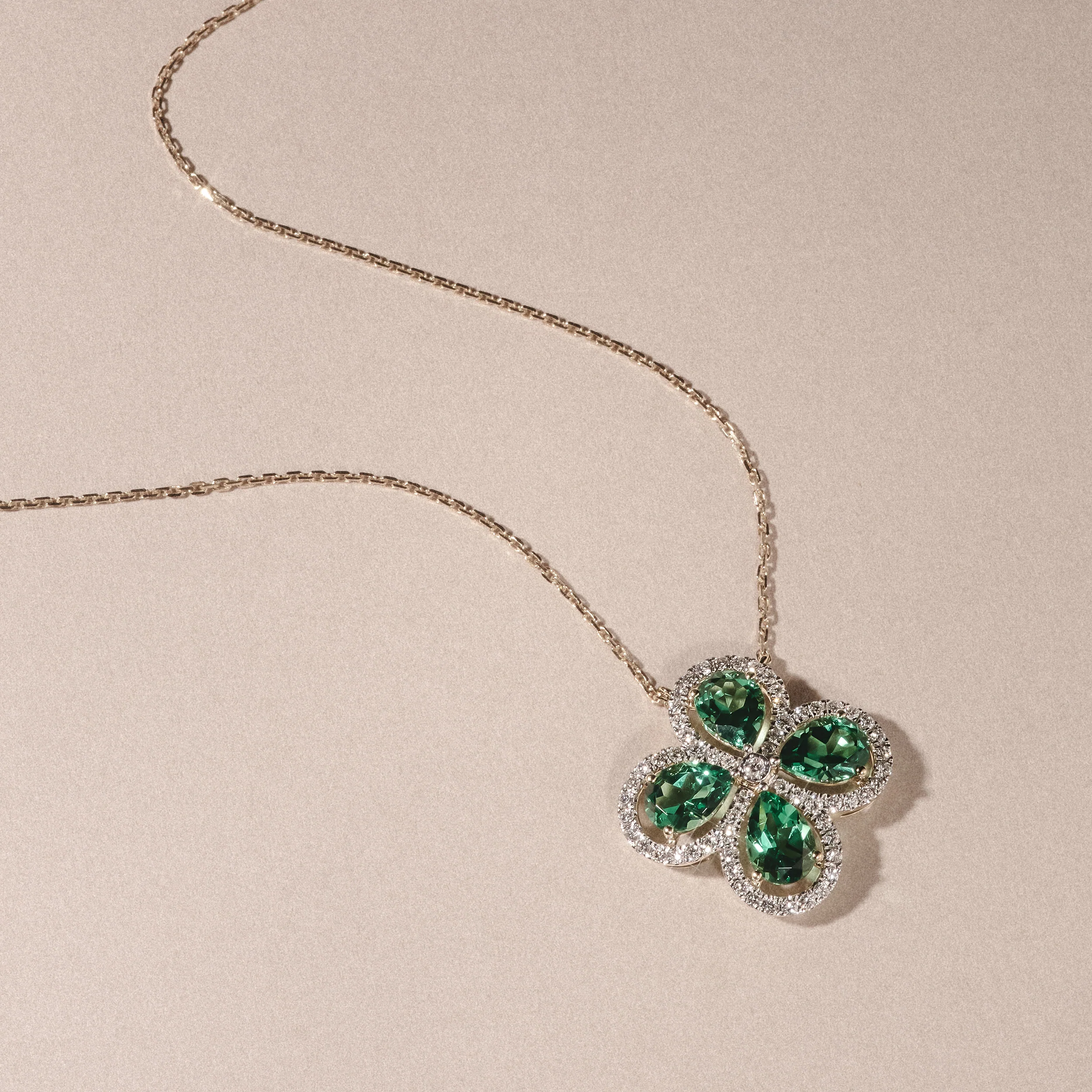 Bloom 3.20ct Lab Emerald and Lab Diamond Necklace in 18K Yellow Gold - Image 6