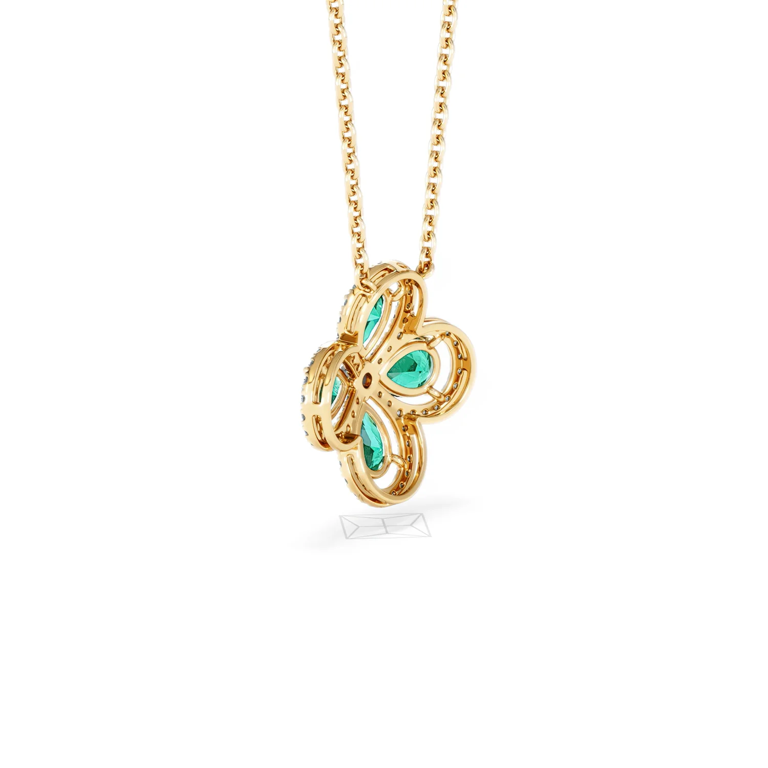 Bloom 3.20ct Lab Emerald and Lab Diamond Necklace in 18K Yellow Gold - Image 60