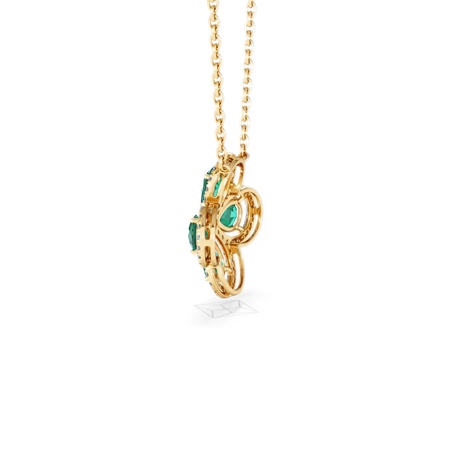 Bloom 3.20ct Lab Emerald and Lab Diamond Necklace in 18K Yellow Gold - Image 64