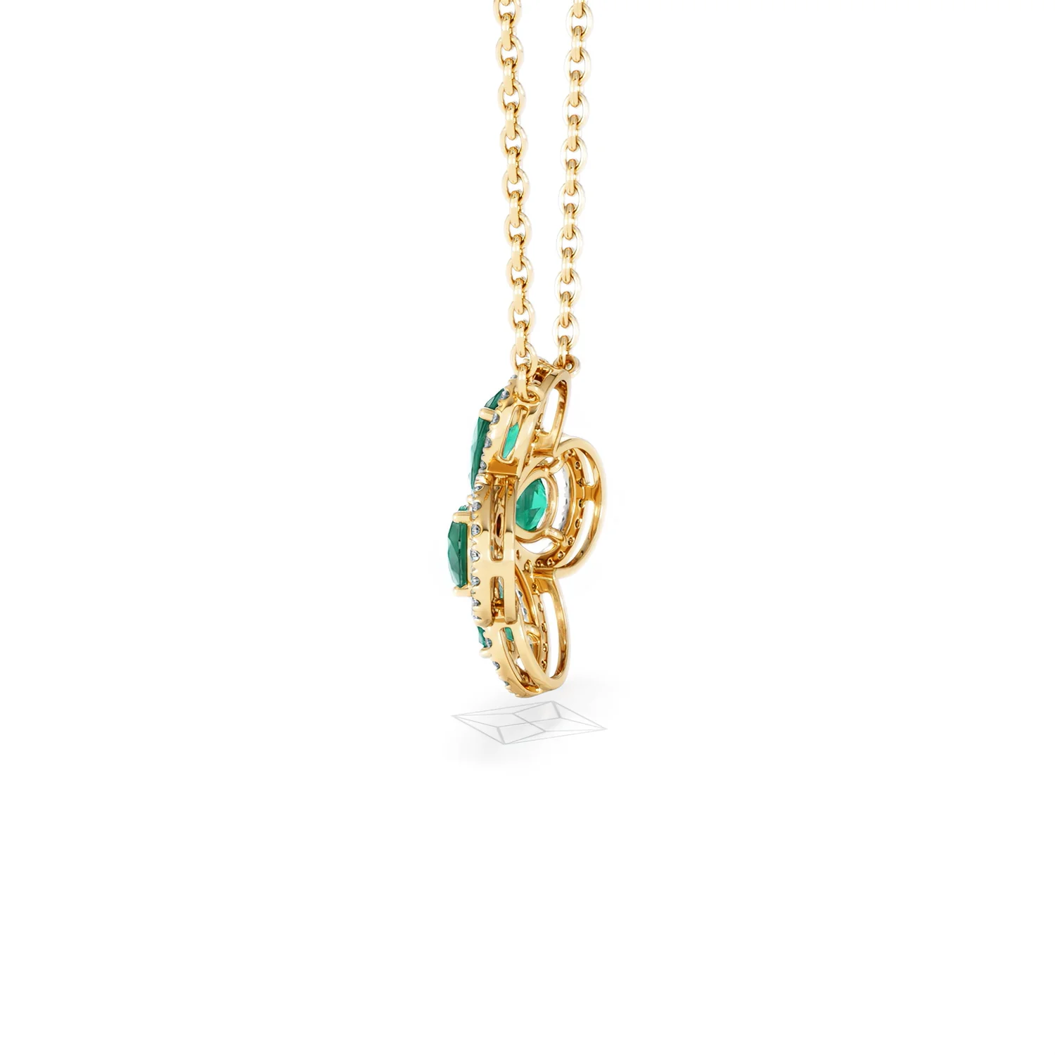 Bloom 3.20ct Lab Emerald and Lab Diamond Necklace in 18K Yellow Gold - Image 65