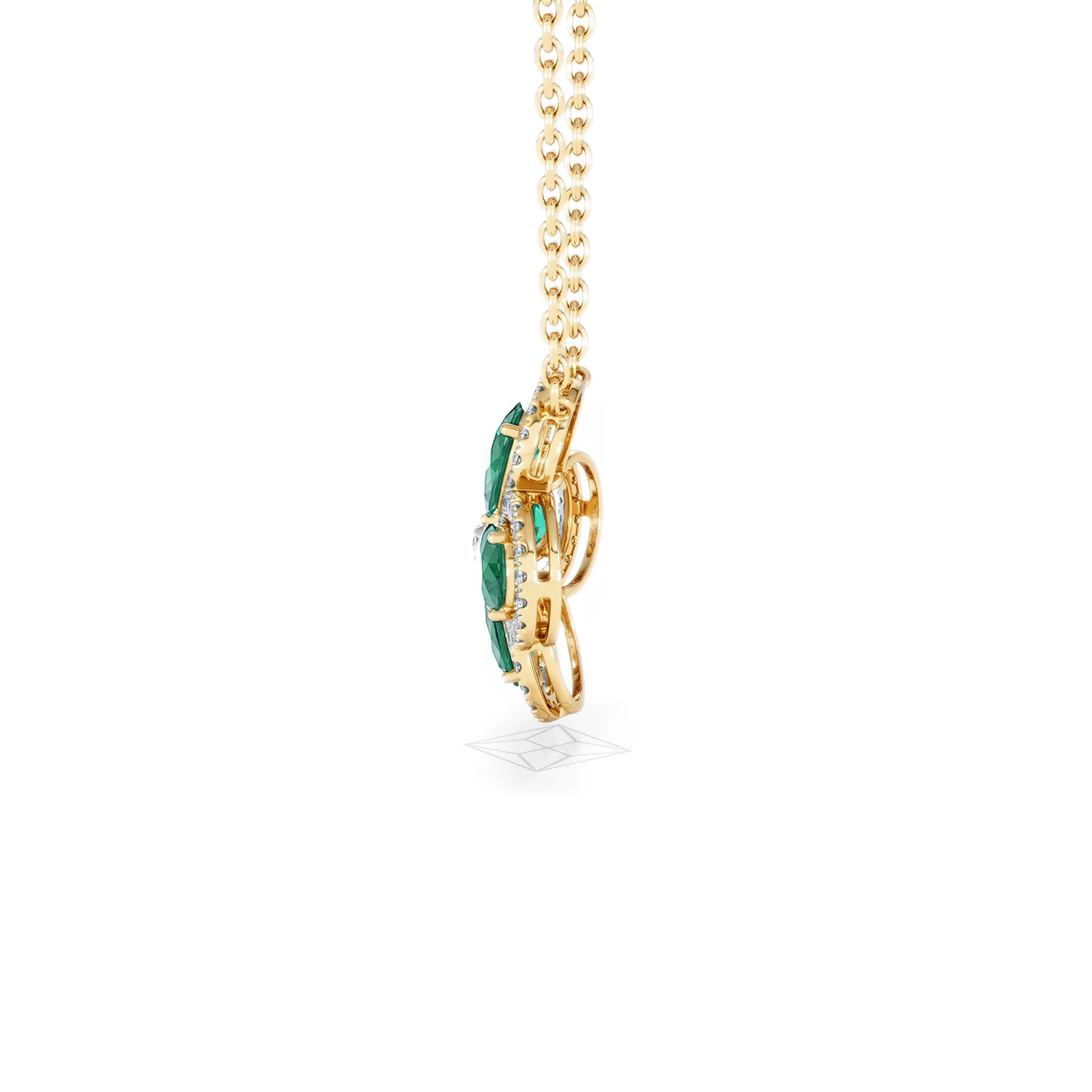 Bloom 3.20ct Lab Emerald and Lab Diamond Necklace in 18K Yellow Gold - Image 67
