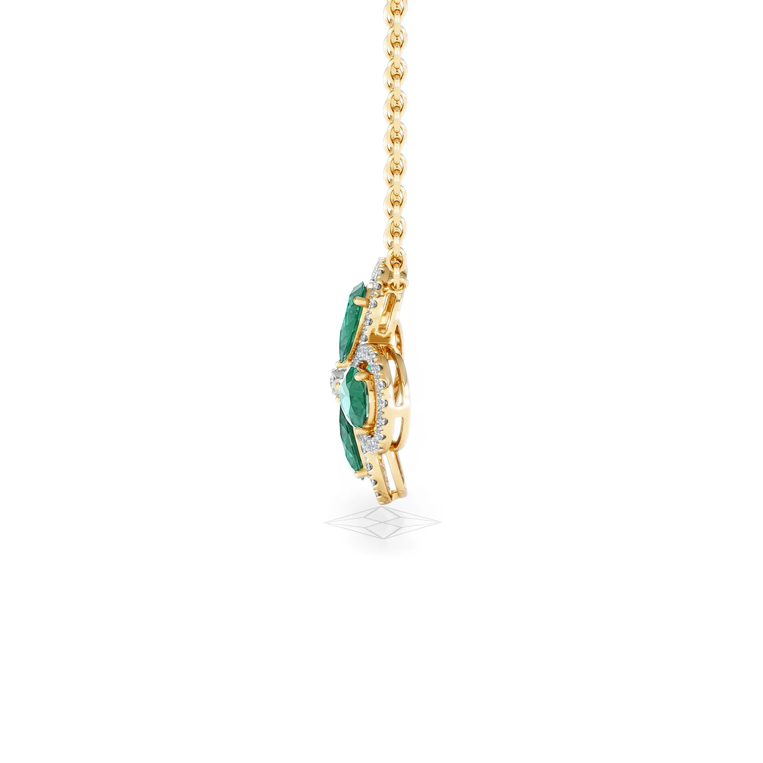 Bloom 3.20ct Lab Emerald and Lab Diamond Necklace in 18K Yellow Gold - Image 69