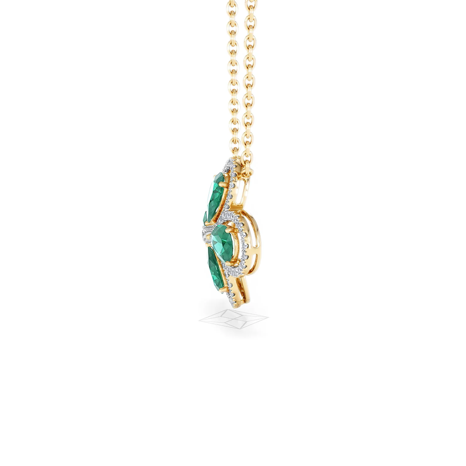 Bloom 3.20ct Lab Emerald and Lab Diamond Necklace in 18K Yellow Gold - Image 71