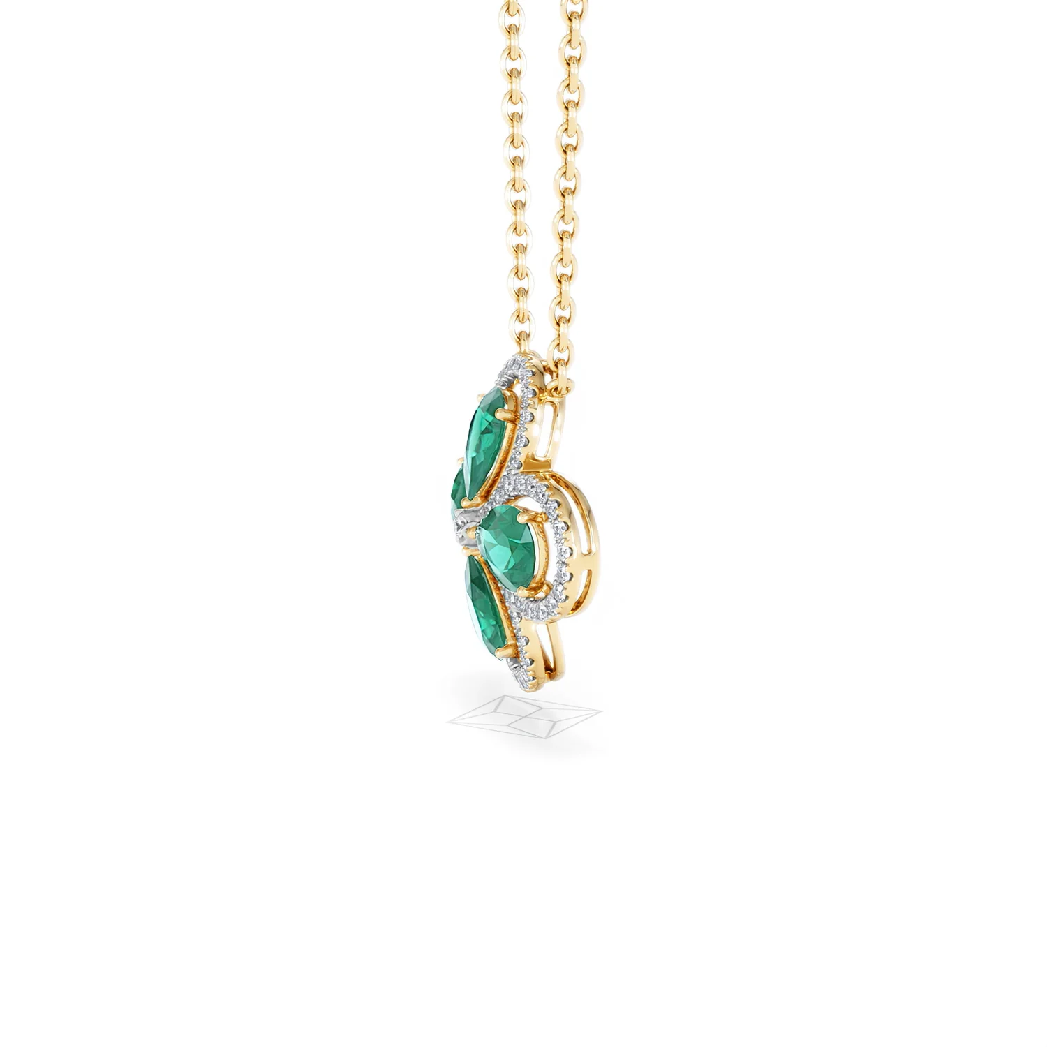 Bloom 3.20ct Lab Emerald and Lab Diamond Necklace in 18K Yellow Gold - Image 72