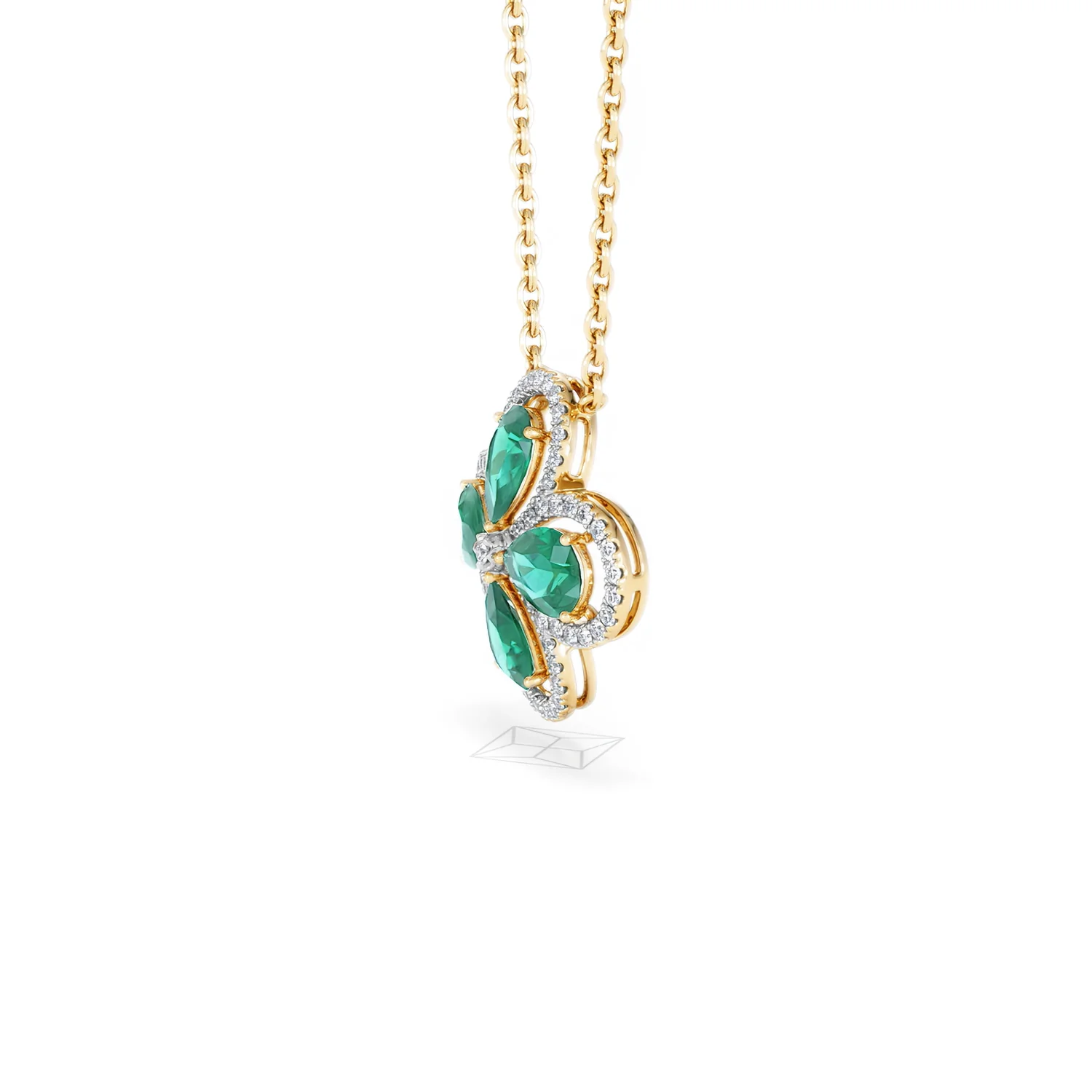 Bloom 3.20ct Lab Emerald and Lab Diamond Necklace in 18K Yellow Gold - Image 74