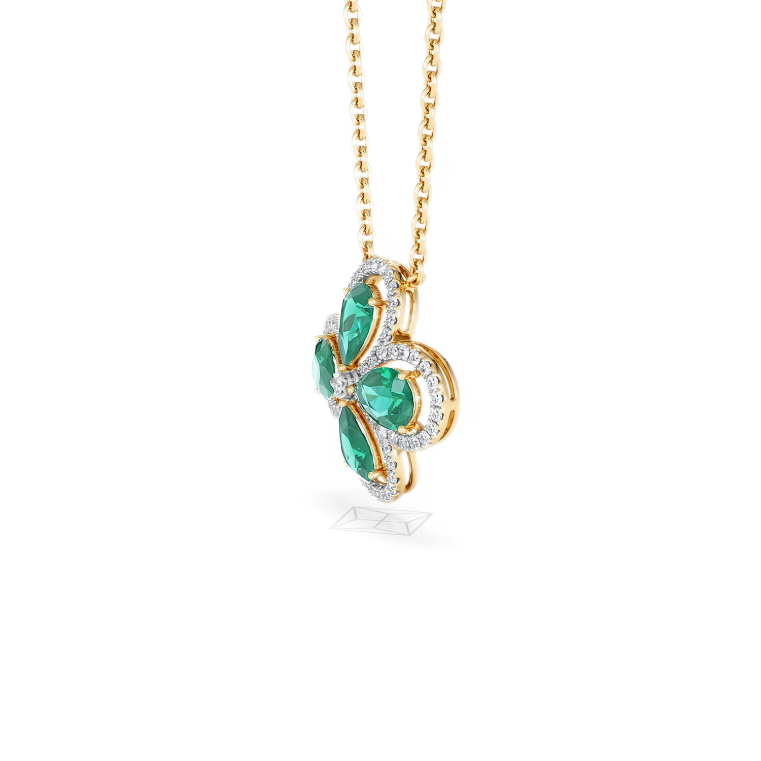 Bloom 3.20ct Lab Emerald and Lab Diamond Necklace in 18K Yellow Gold - Image 75
