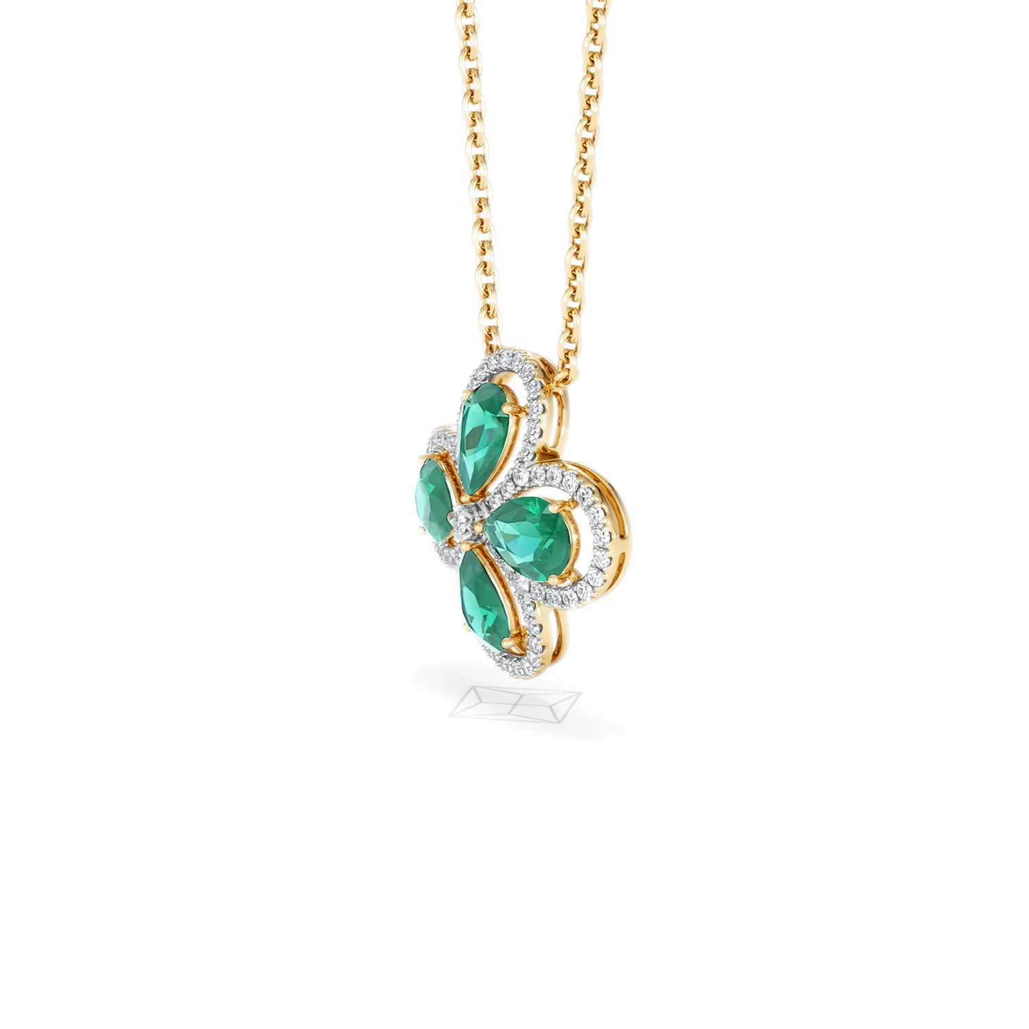 Bloom 3.20ct Lab Emerald and Lab Diamond Necklace in 18K Yellow Gold - Image 76