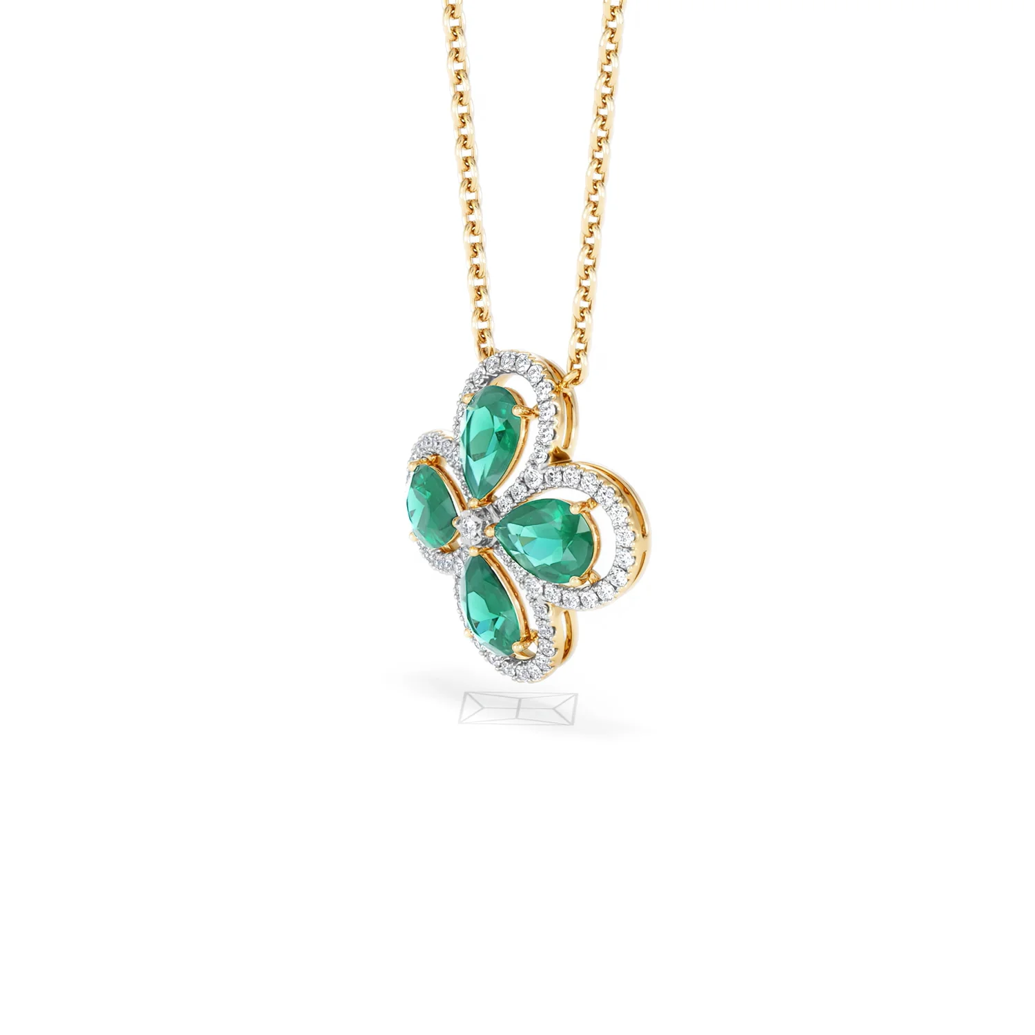 Bloom 3.20ct Lab Emerald and Lab Diamond Necklace in 18K Yellow Gold - Image 78