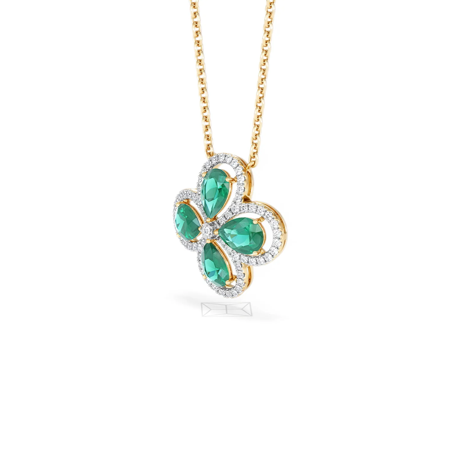 Bloom 3.20ct Lab Emerald and Lab Diamond Necklace in 18K Yellow Gold - Image 79