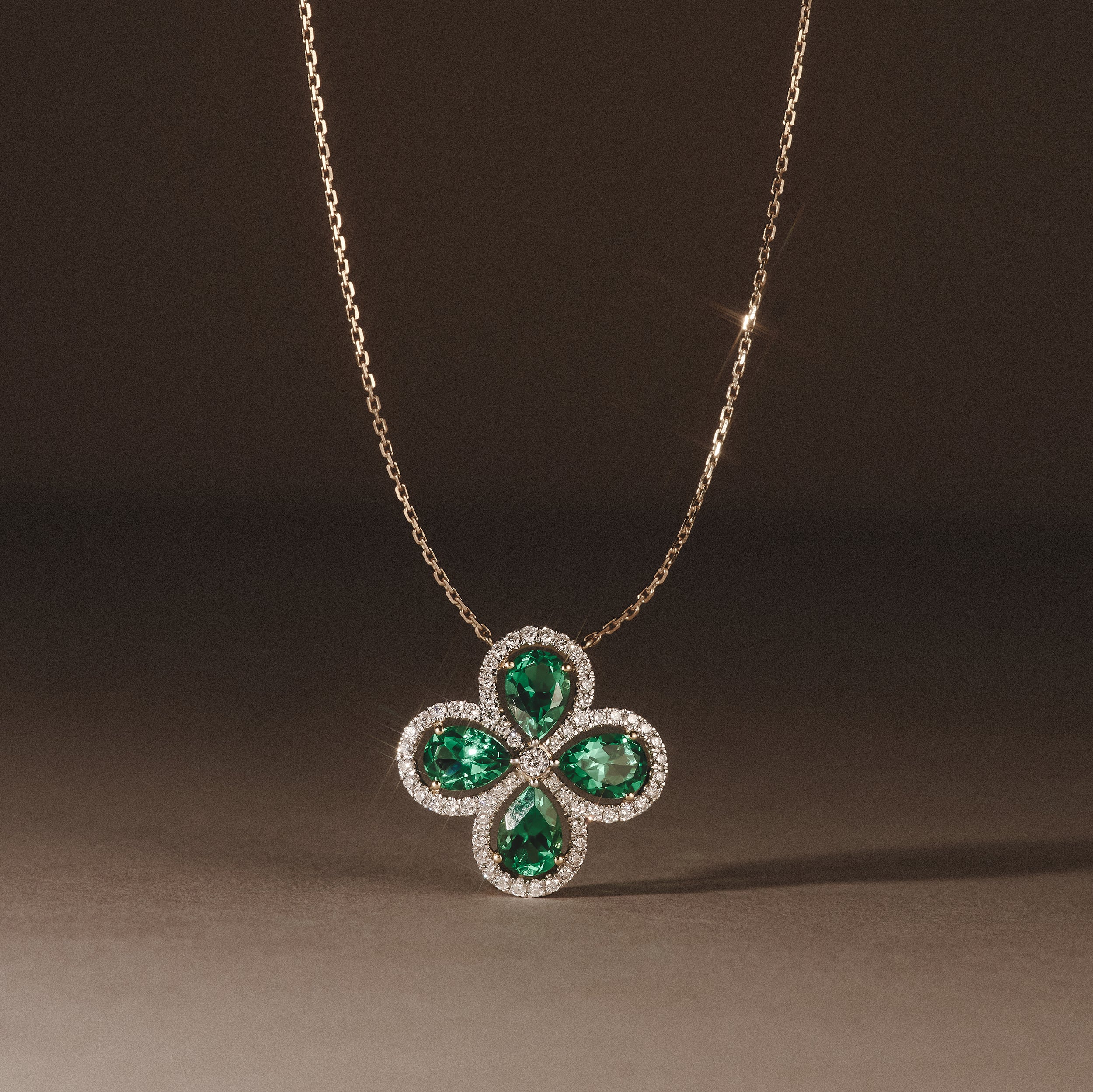 Bloom 3.20ct Lab Emerald and Lab Diamond Necklace in 18K Yellow Gold - Image 8