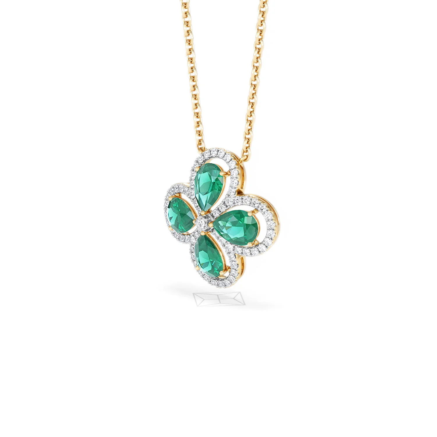 Bloom 3.20ct Lab Emerald and Lab Diamond Necklace in 18K Yellow Gold - Image 80