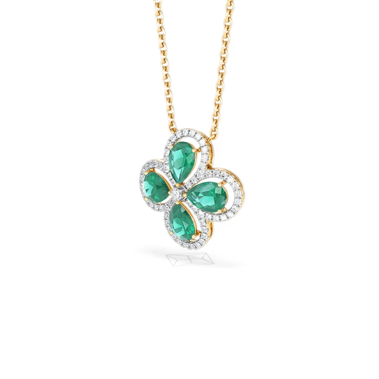 Bloom 3.20ct Lab Emerald and Lab Diamond Necklace in 18K Yellow Gold - Image 81