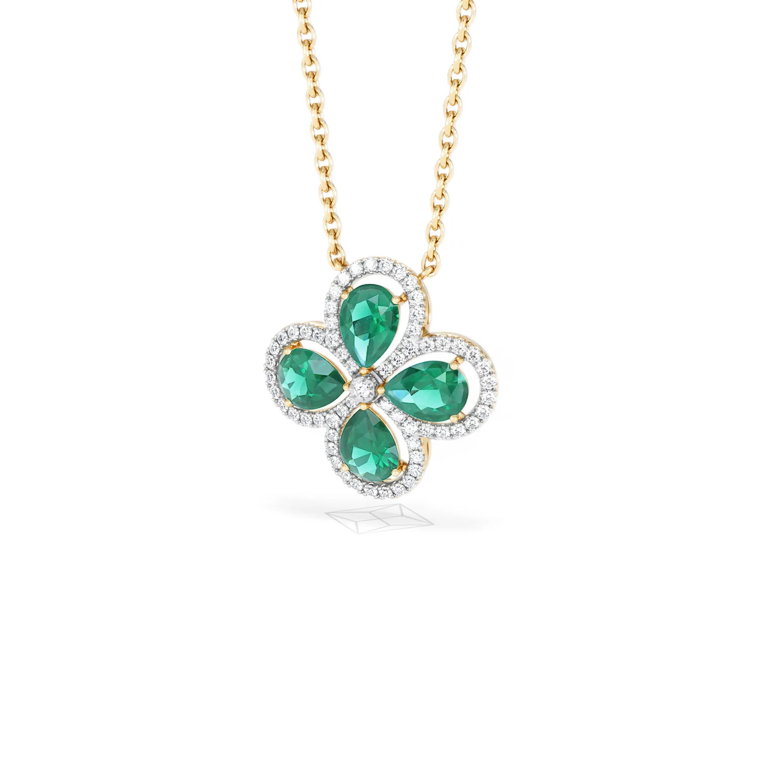 Bloom 3.20ct Lab Emerald and Lab Diamond Necklace in 18K Yellow Gold - Image 84