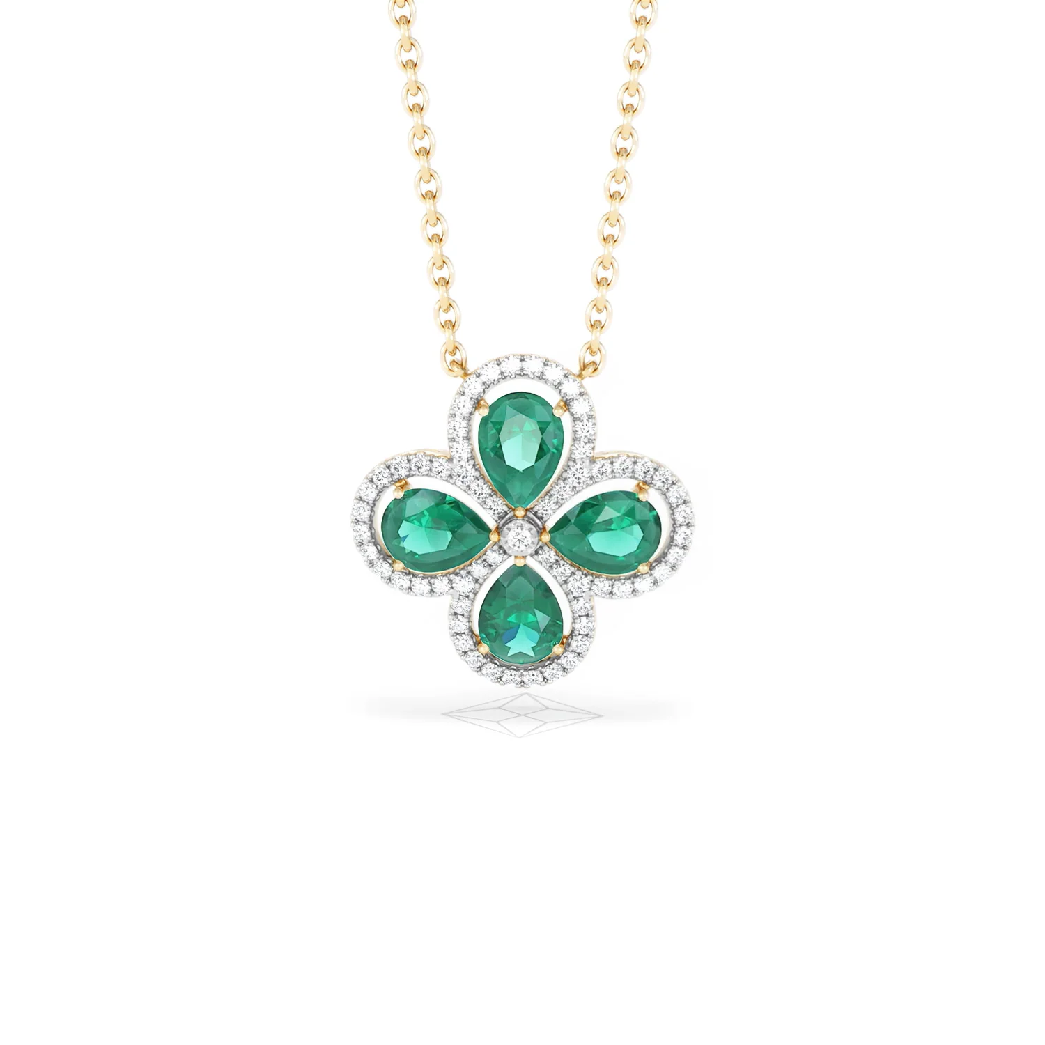 Bloom 3.20ct Lab Emerald and Lab Diamond Necklace in 18K Yellow Gold - Image 88