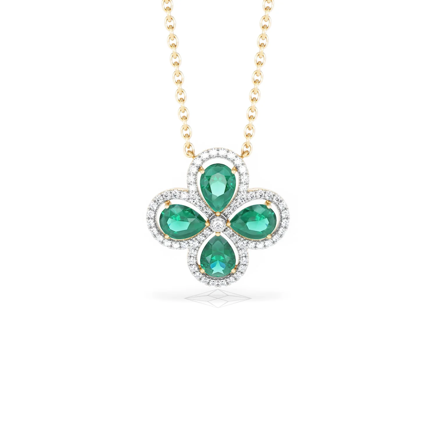 Bloom 3.20ct Lab Emerald and Lab Diamond Necklace in 18K Yellow Gold - Image 9